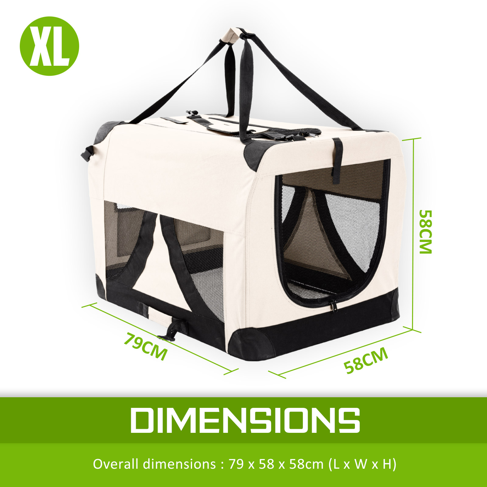 Portable Soft Dog Crate XL WHITE Paw Mate