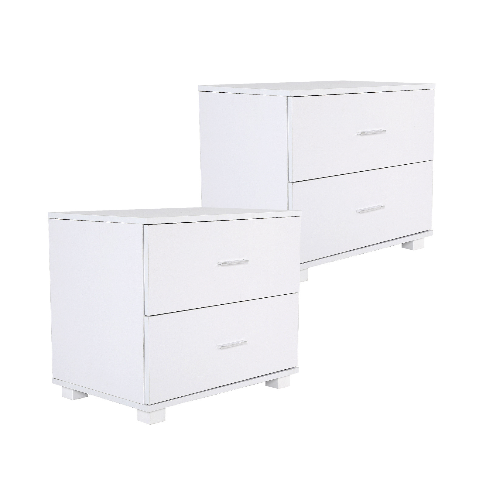 2X Bedside Tables 2 Drawer With Legs ETTA - WHITE