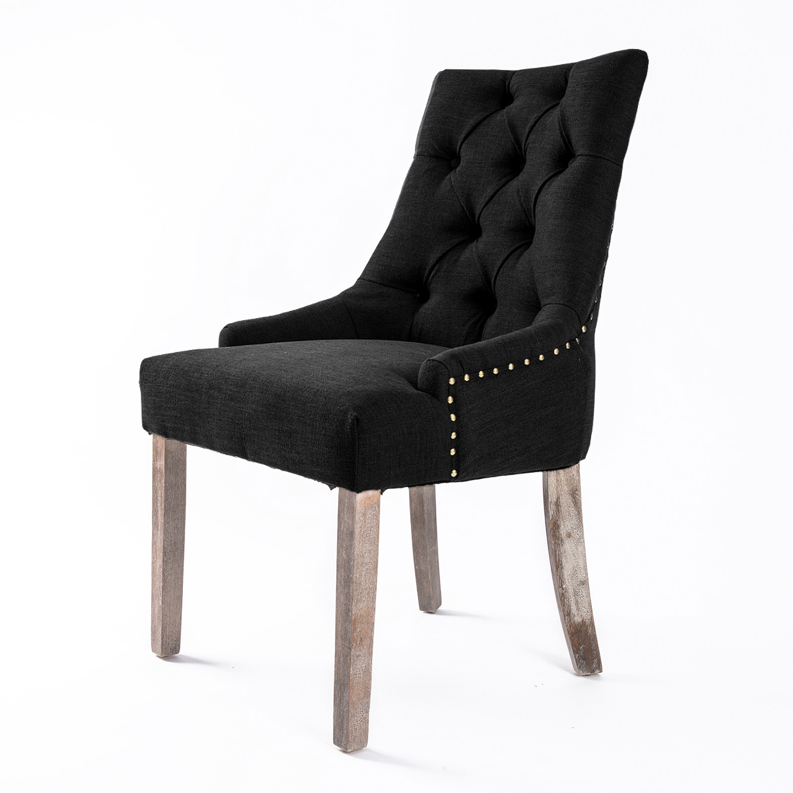 1X French Provincial Oak Leg Chair AMOUR - DARK BLACK