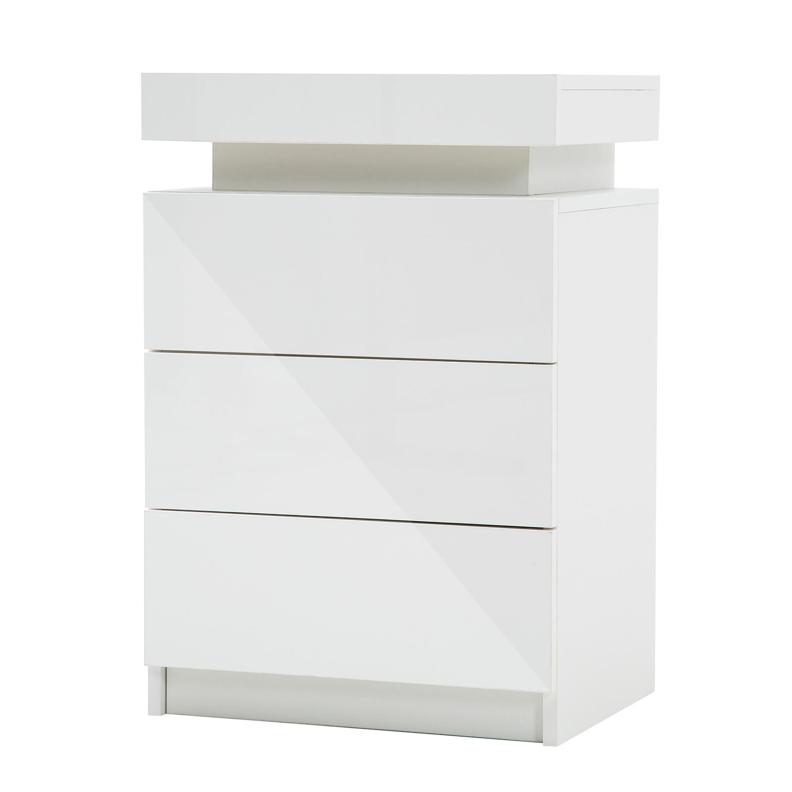 Bedside Table 3 Drawers RGB LED GLORY - WHITE