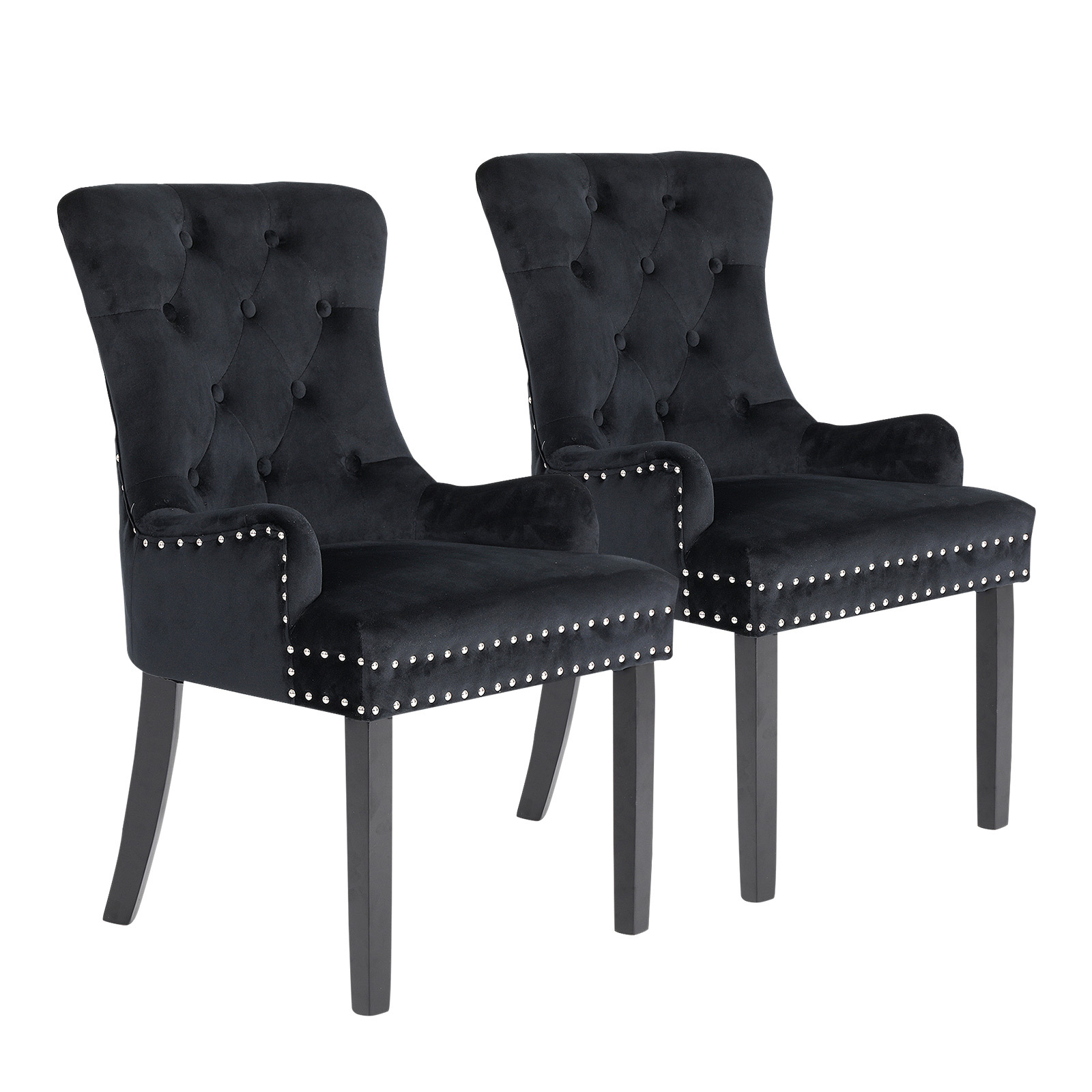 2X French Provincial Velvet with Ring Chair LISSE - BLACK
