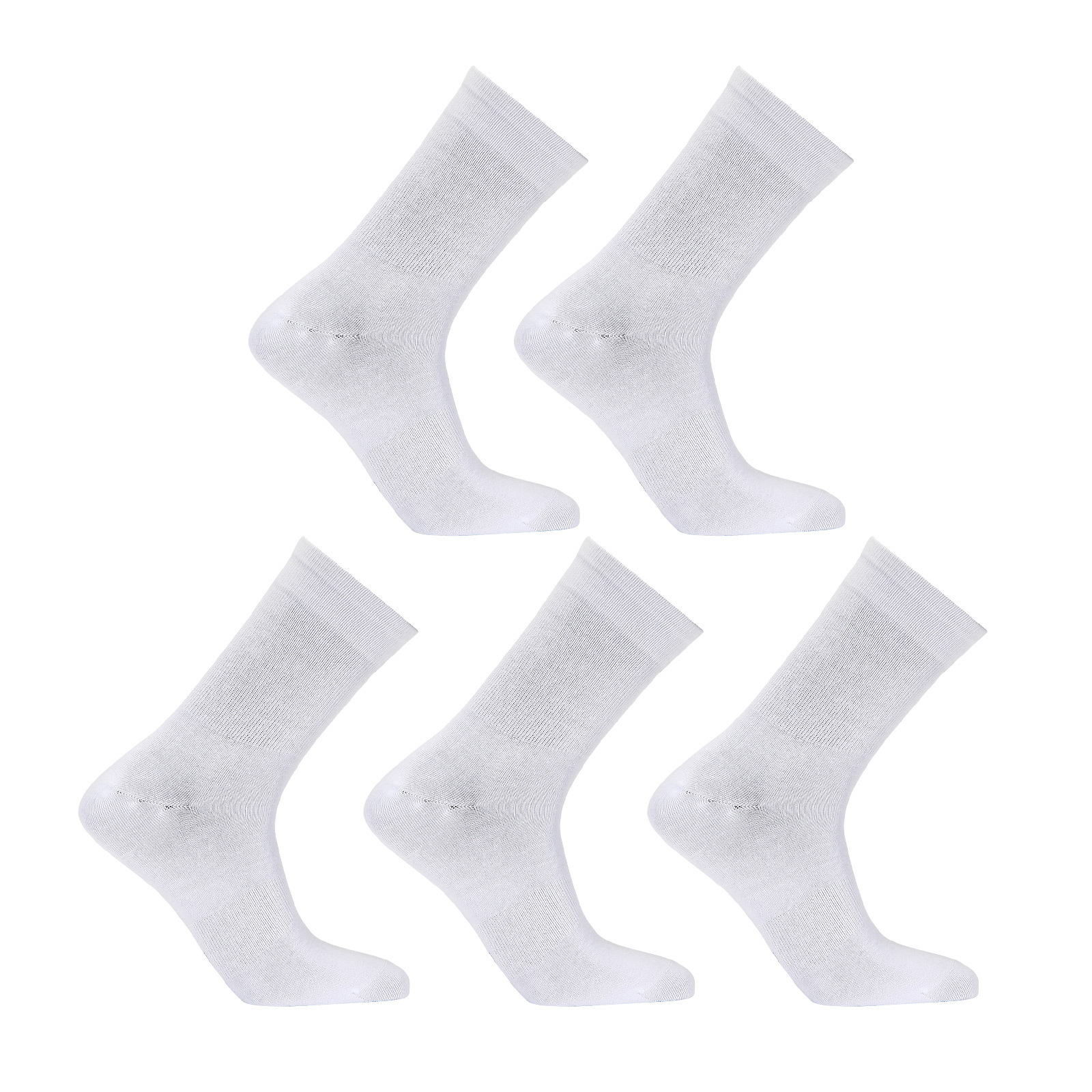 5X Medium 3D Seamless Crew Socks - WHITE