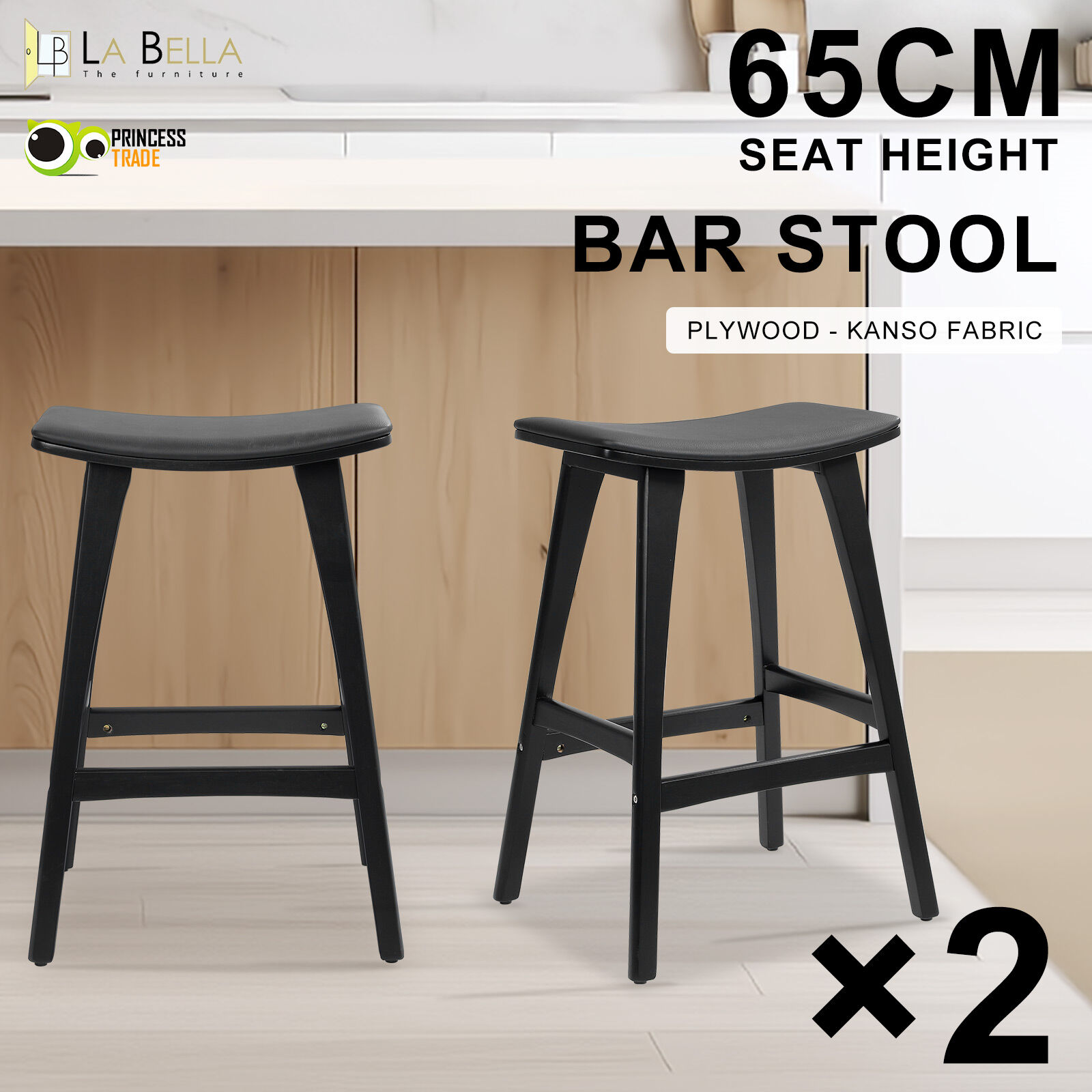 2X 4X Natural Wood Bar Stools 65cm - Kitchen Counter Barstool Scandinavian Chair - Picture 12 of 101