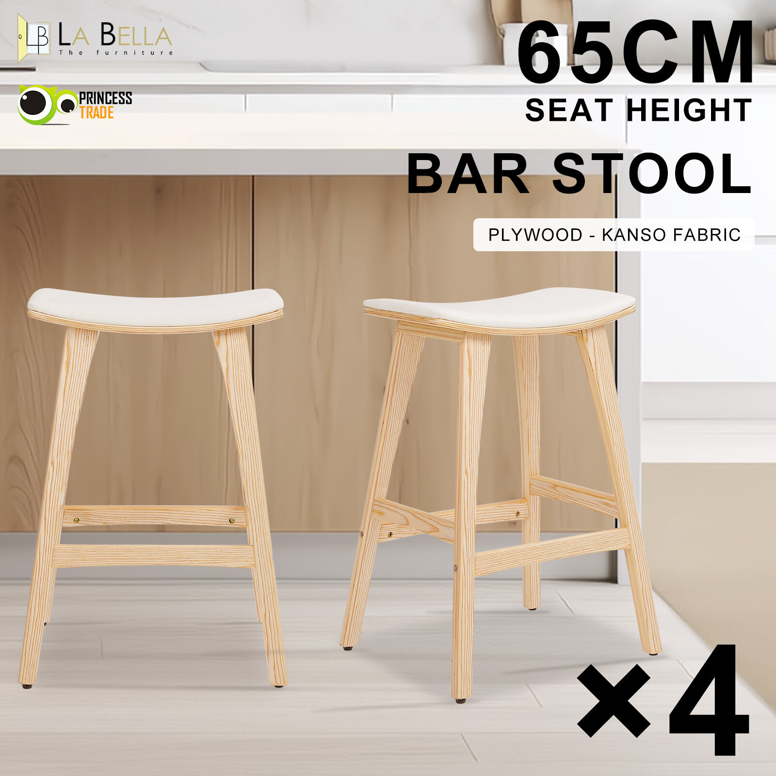 2X 4X Natural Wood Bar Stools 65cm - Kitchen Counter Barstool Scandinavian Chair - Picture 48 of 101