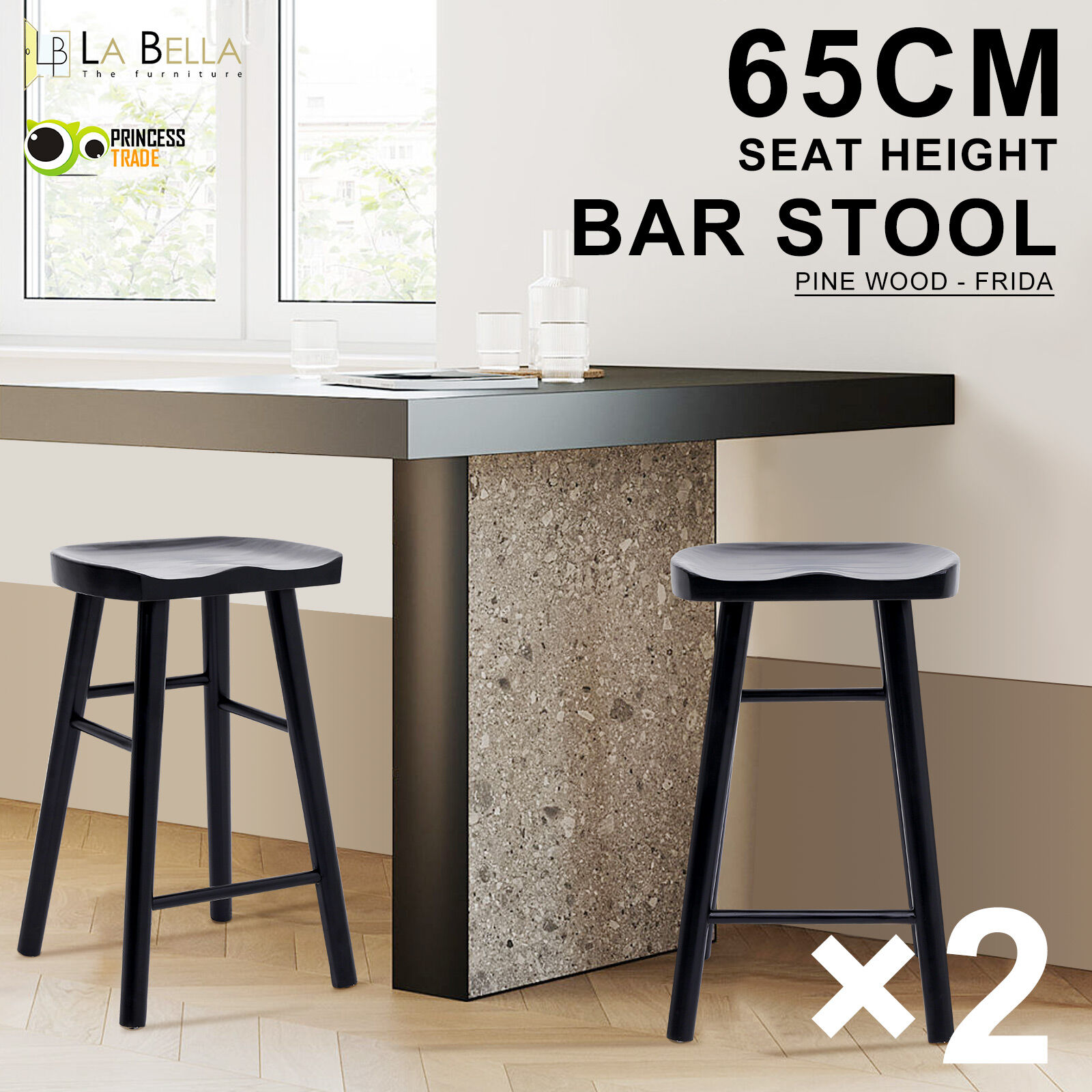 2X 4X Natural Wood Bar Stools 65cm - Kitchen Counter Barstool Scandinavian Chair - Picture 80 of 101