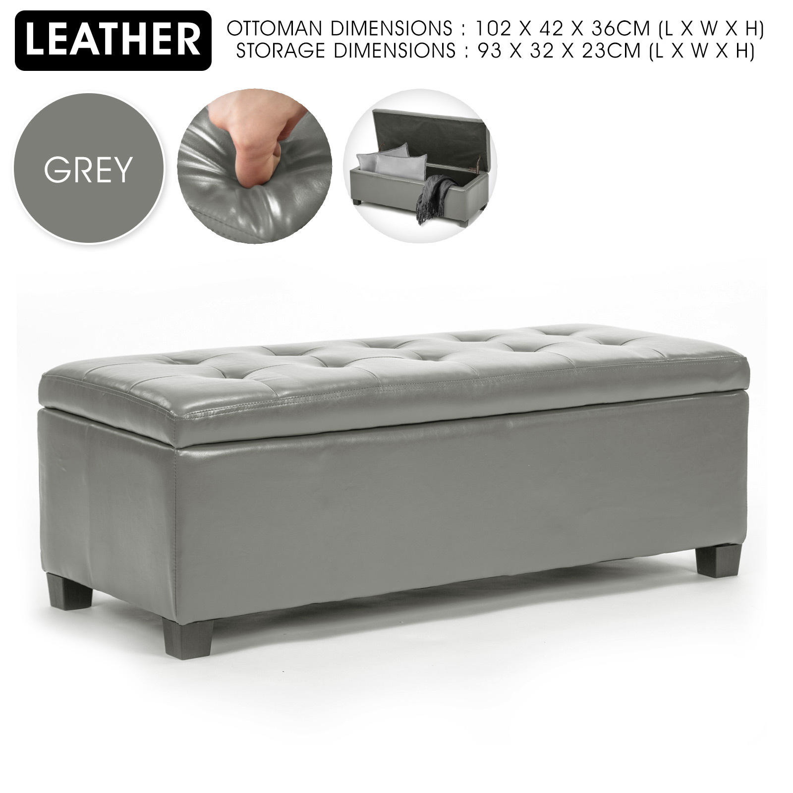 Storage Ottoman Blanket Box Linen Fabric Foot Stool Couch Bed LARGE - Picture 83 of 118