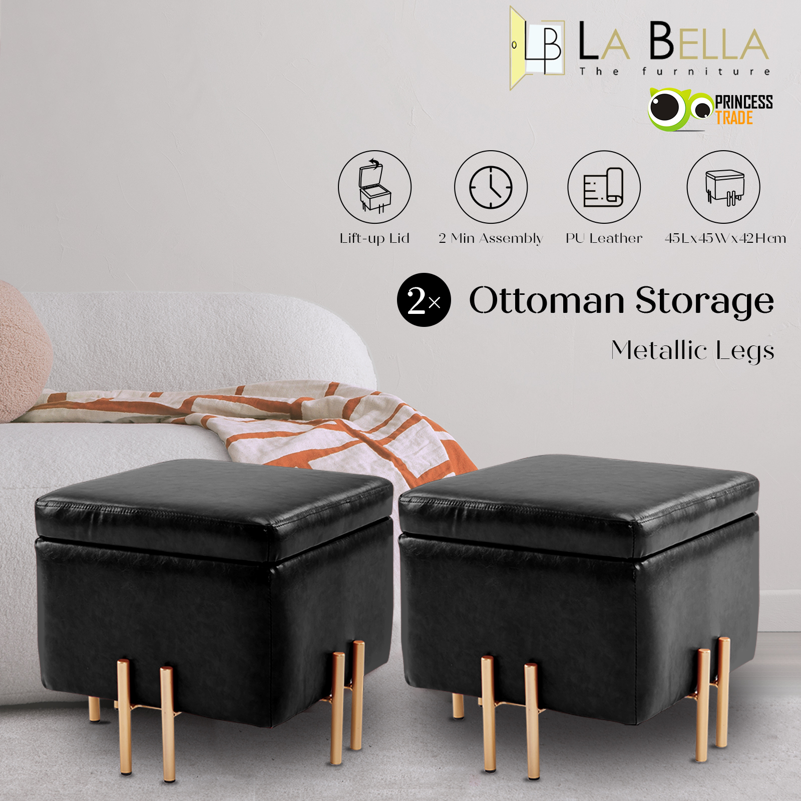 Storage Ottoman Cube Seat Blanket Chest Couch Tuffet Foot Stool PU Leather VAR - Picture 13 of 180