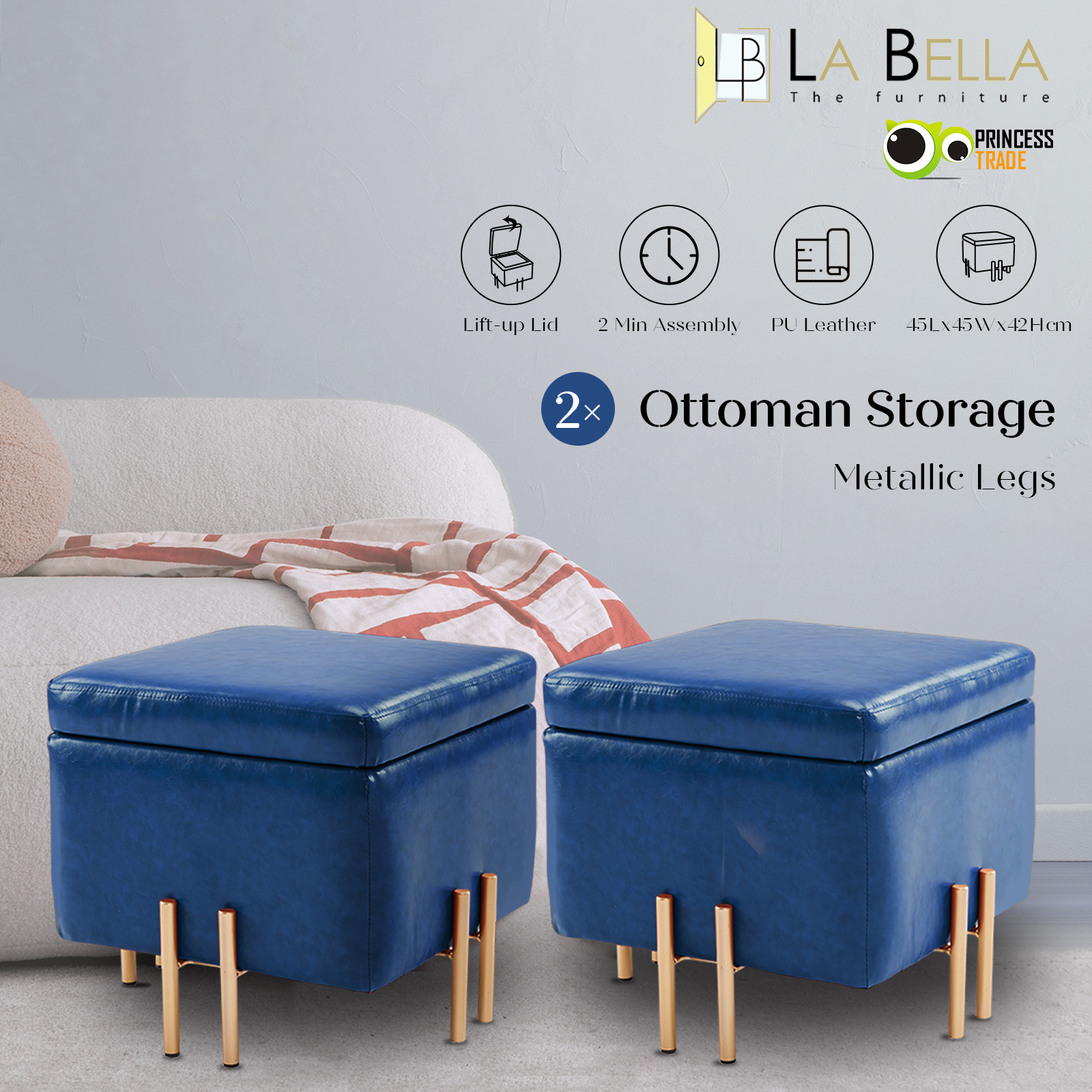 Storage Ottoman Cube Seat Blanket Chest Couch Tuffet Foot Stool PU Leather VAR - Picture 61 of 180