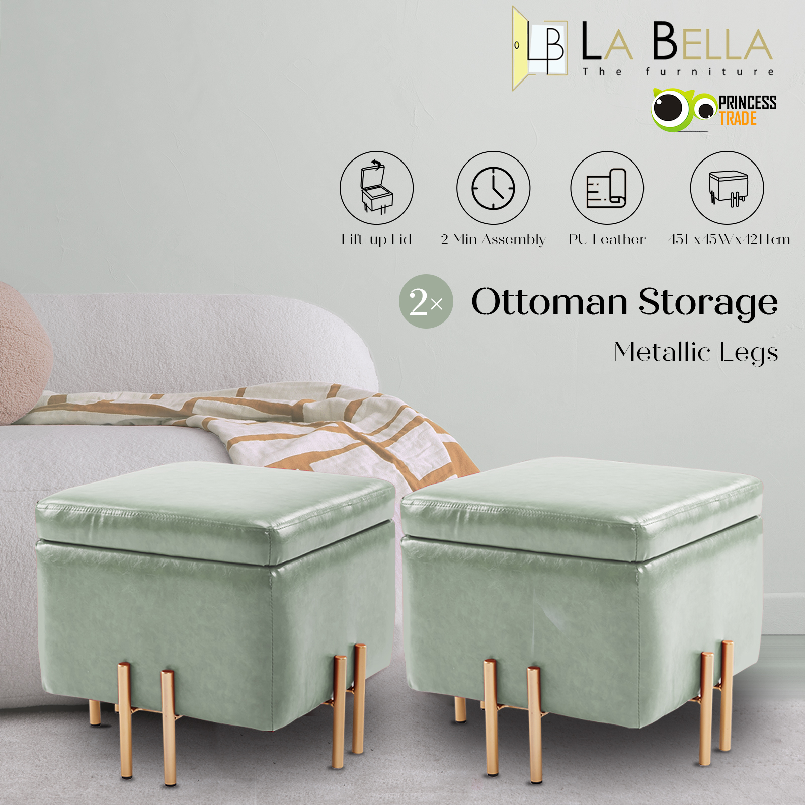 Storage Ottoman Cube Seat Blanket Chest Couch Tuffet Foot Stool PU Leather VAR - Picture 85 of 180