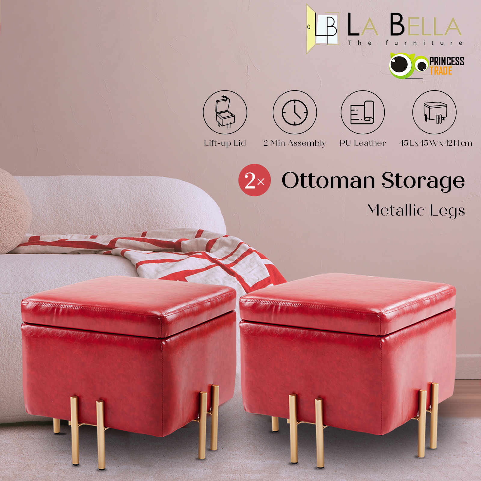 Storage Ottoman Cube Seat Blanket Chest Couch Tuffet Foot Stool PU Leather VAR - Picture 157 of 180