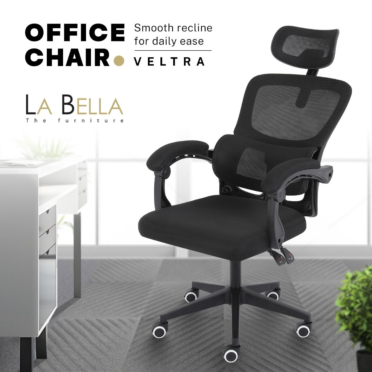 Ergonomic Mesh Office Chair, Lumbar Support, Adjust Headrest PINK/GREY/BLACK/B&W - Picture 46 of 75