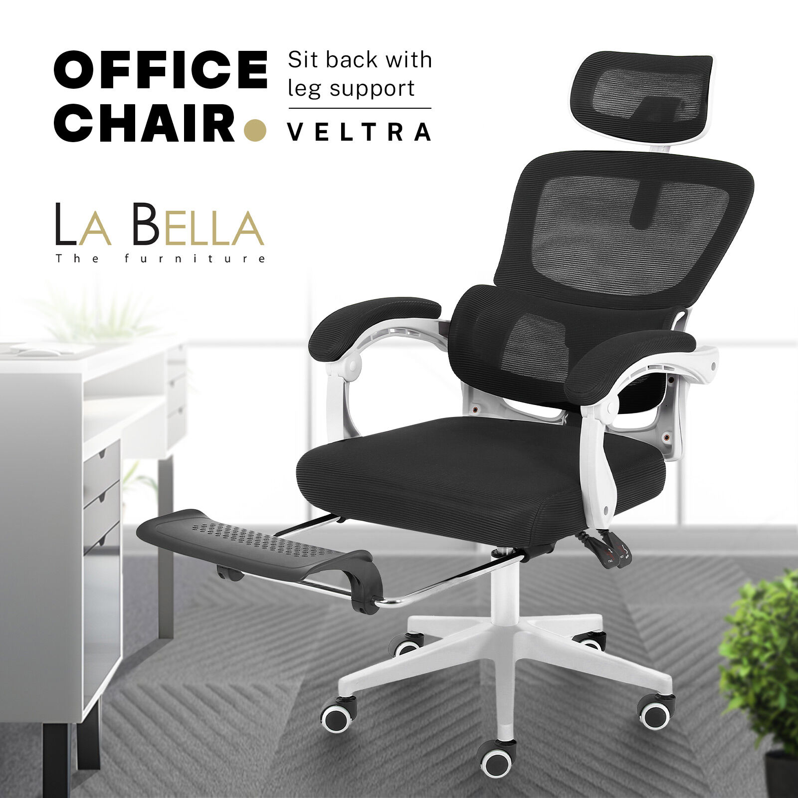 Ergonomic Mesh Office Chair, Lumbar Support, Adjust Headrest PINK/GREY/BLACK/B&W - Picture 66 of 75