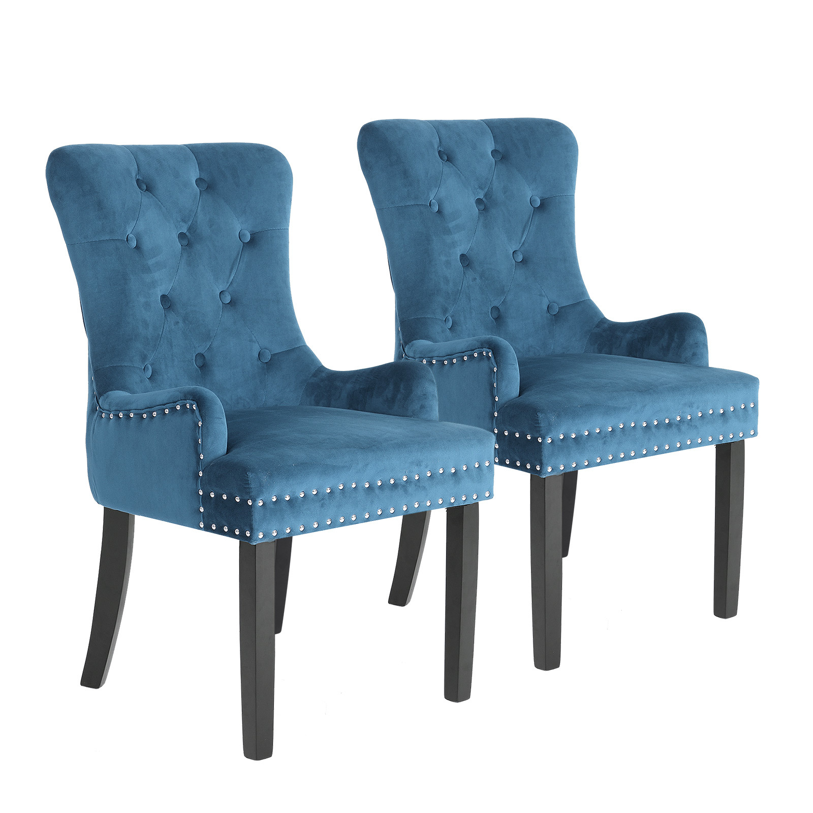 2X Dining Chair French Provincial Ring Studded Velvet Rubberwood LISSE - Picture 37 of 60