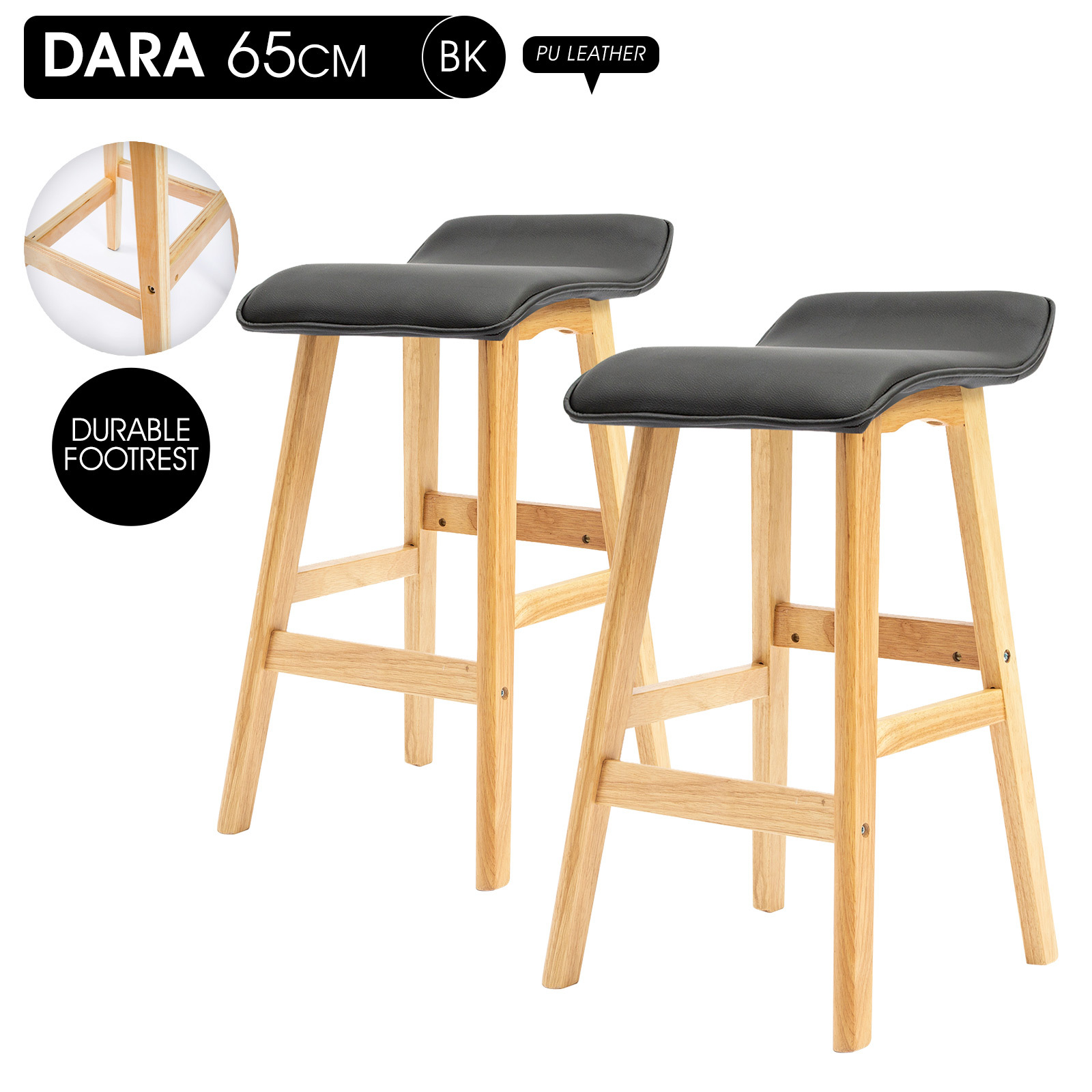2X Wooden Bar Stool Barstools Dining Chair Kitchen Stools Swivel PU Fabric - Picture 79 of 210