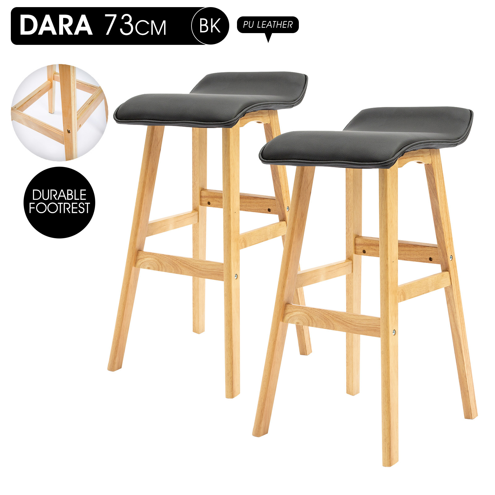 2X Wooden Bar Stool Barstools Dining Chair Kitchen Stools Swivel PU Fabric - Picture 139 of 210
