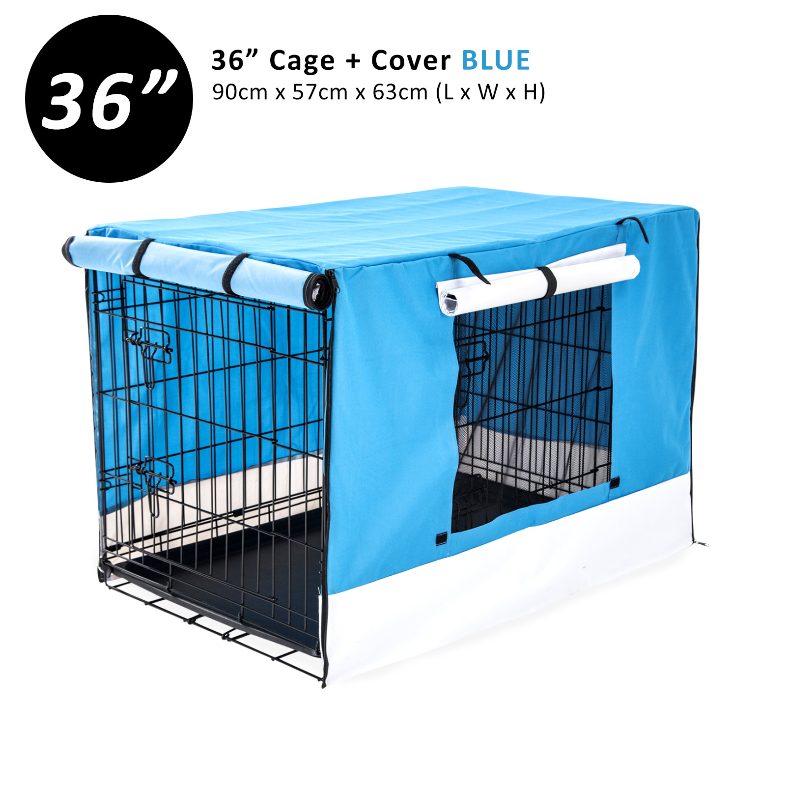Dog Cat Pet Cage Wire Kennel Crate Foldable Metal Tray Cover 24" 30" 36" 42" 48" - Picture 135 of 262