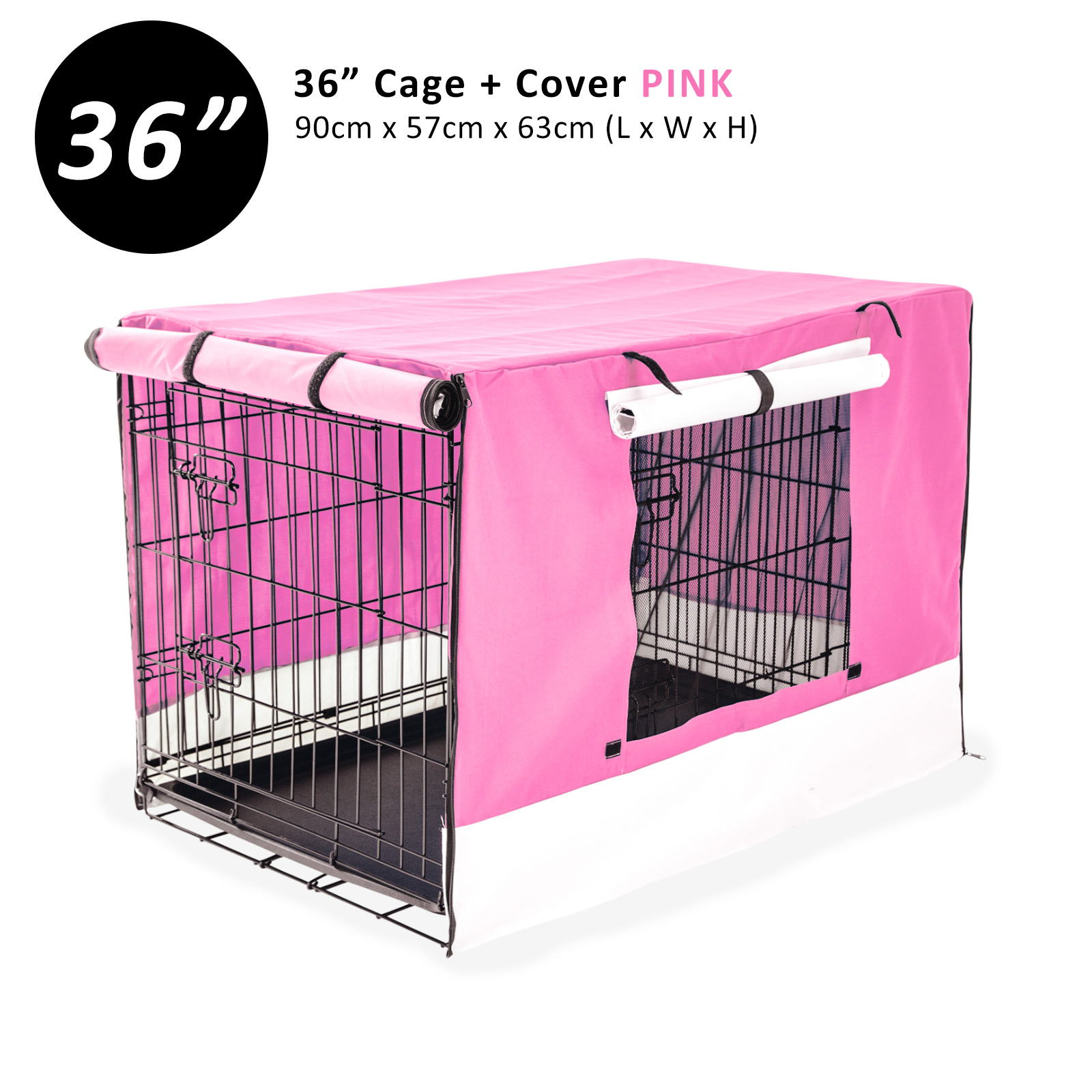 Dog Cat Pet Cage Wire Kennel Crate Foldable Metal Tray Cover 24" 30" 36" 42" 48" - Picture 138 of 262