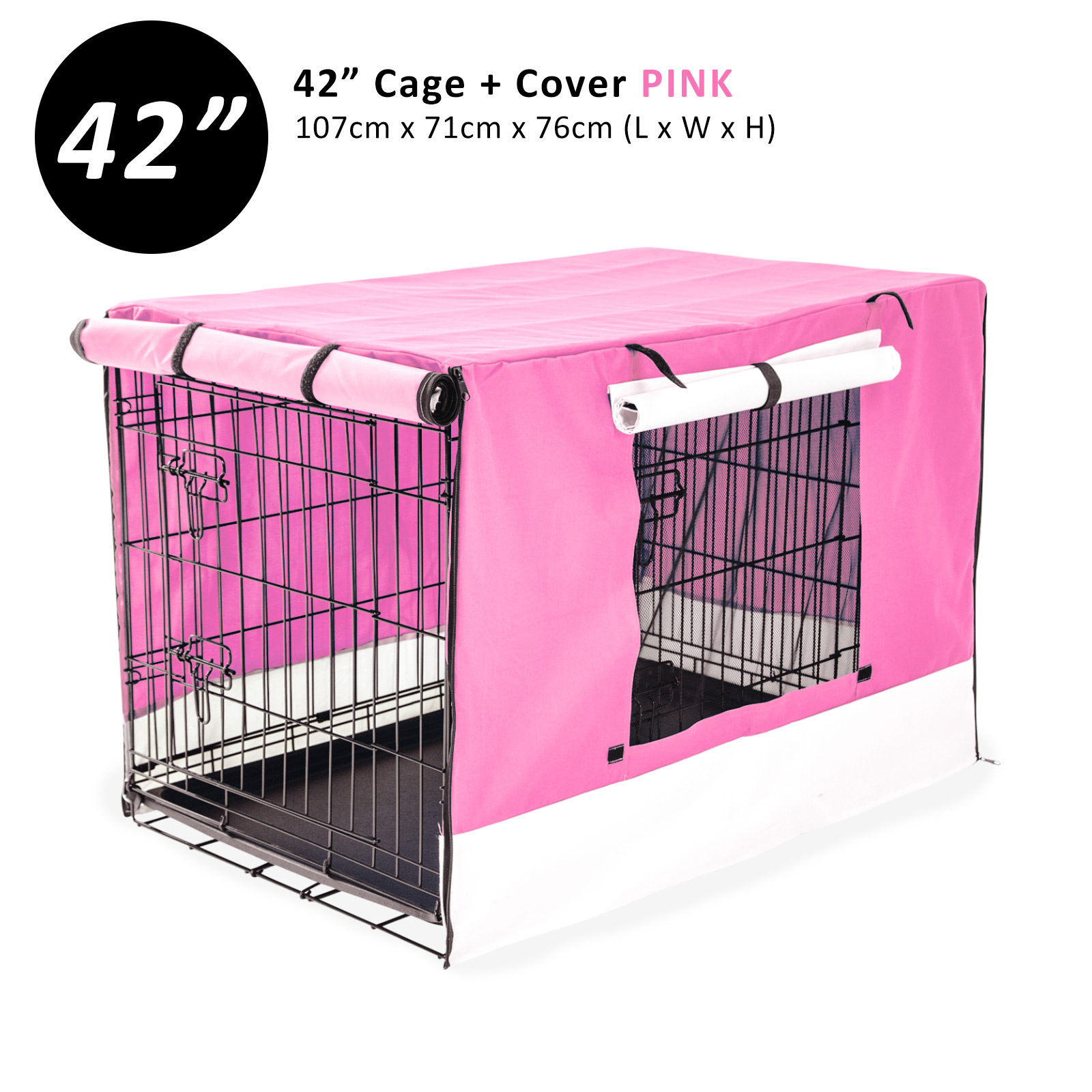 Dog Cat Pet Cage Wire Kennel Crate Foldable Metal Tray Cover 24" 30" 36" 42" 48" - Picture 144 of 262