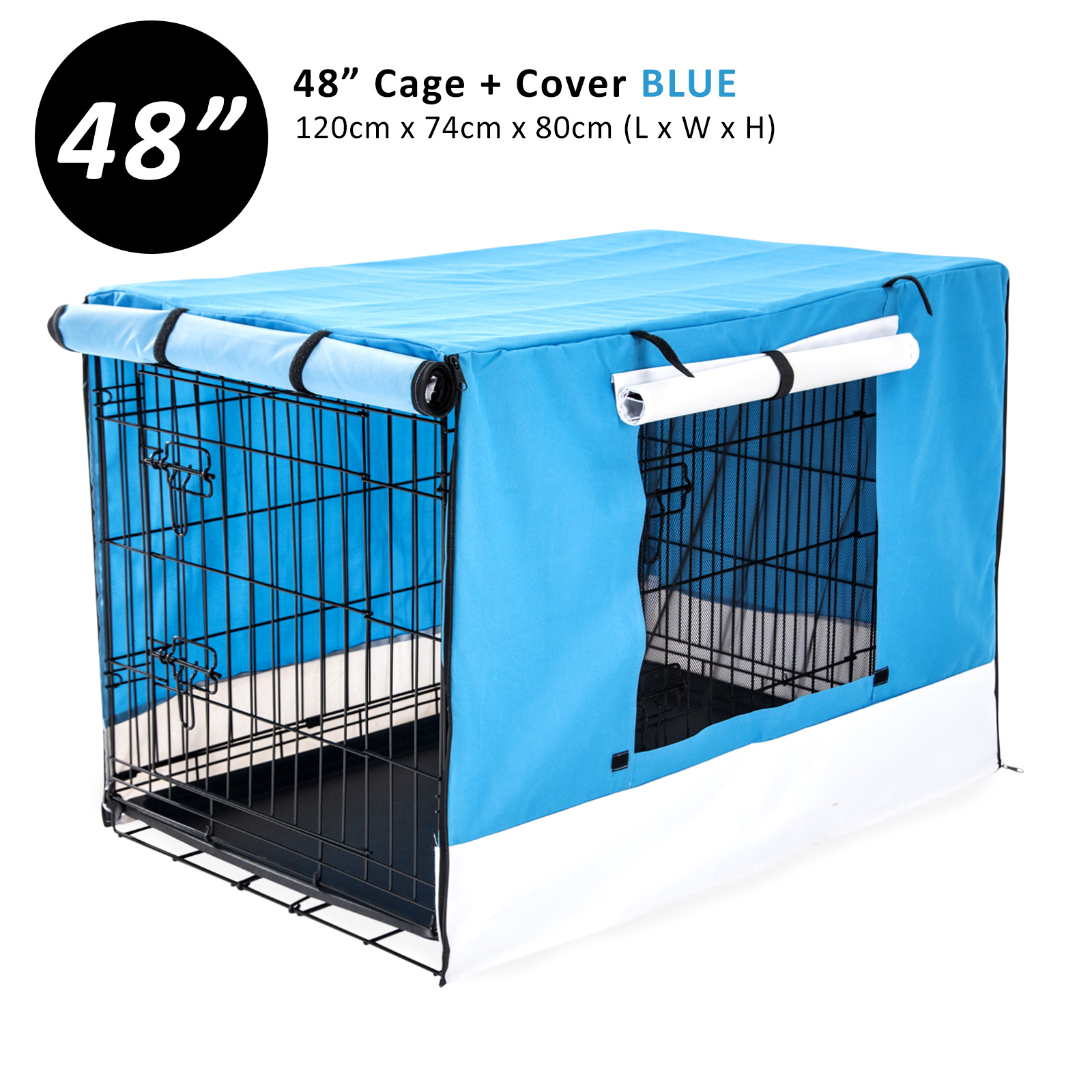 Dog Cat Pet Cage Wire Kennel Crate Foldable Metal Tray Cover 24" 30" 36" 42" 48" - Picture 147 of 262