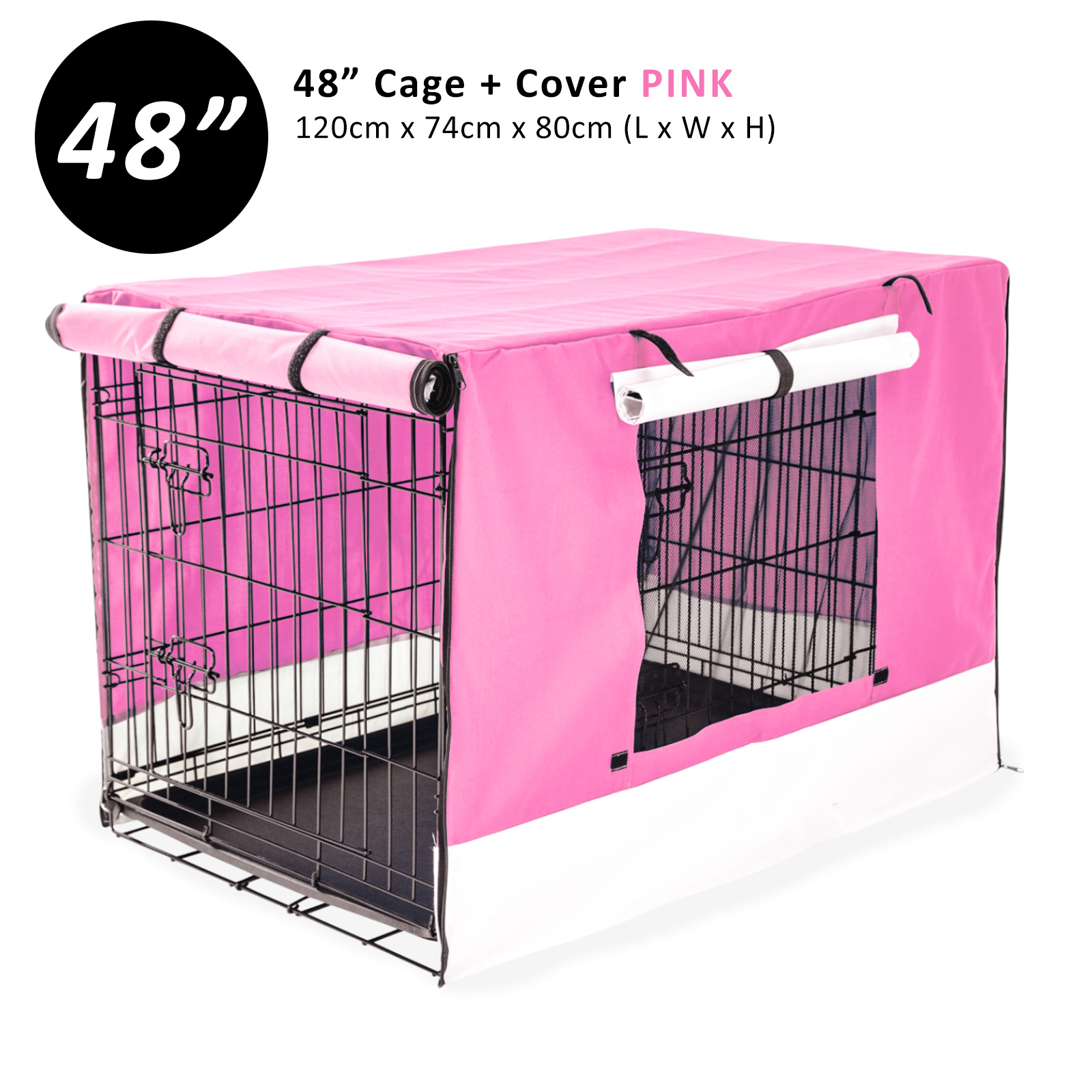 Dog Cat Pet Cage Wire Kennel Crate Foldable Metal Tray Cover 24" 30" 36" 42" 48" - Picture 150 of 262
