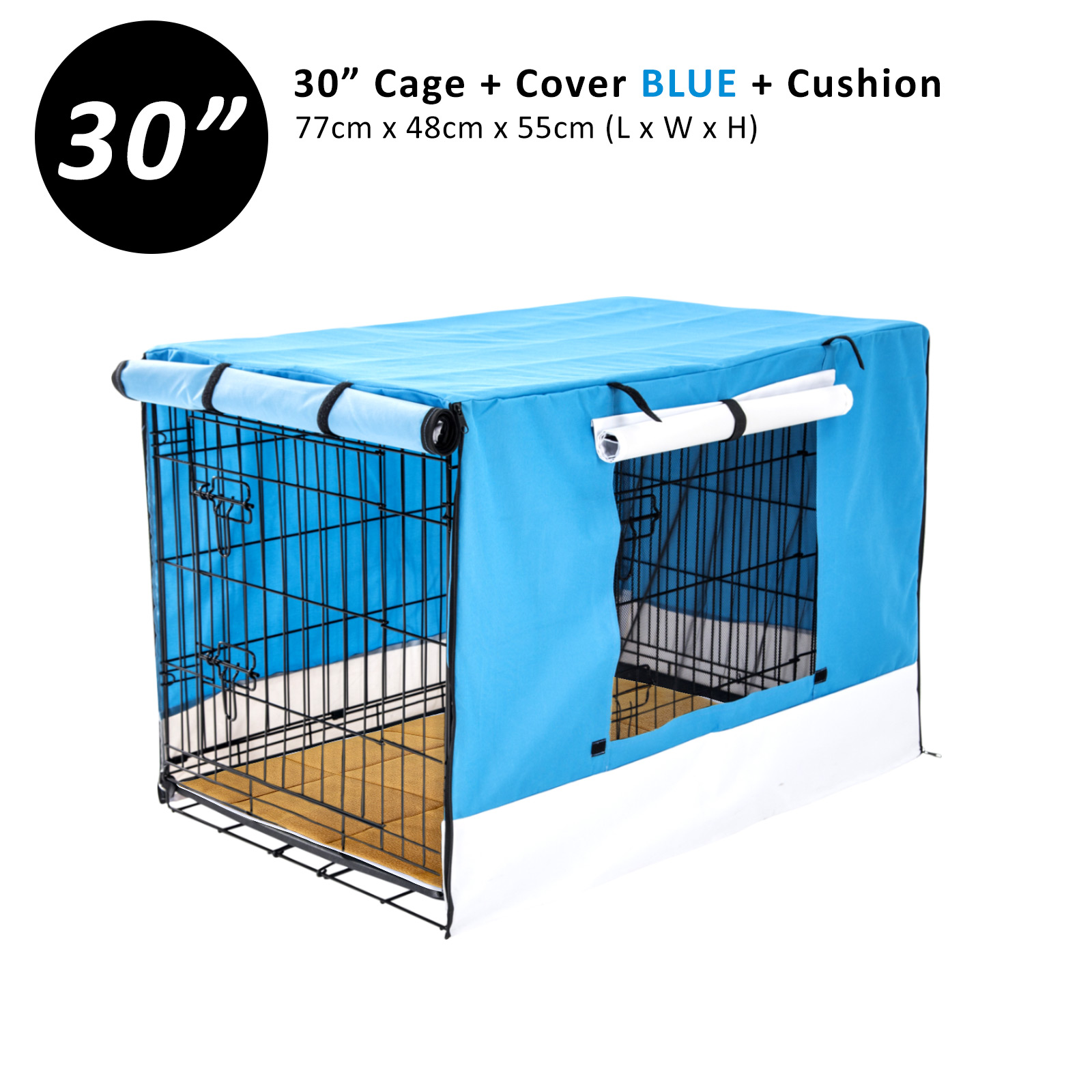 Dog Cat Pet Cage Wire Kennel Crate Foldable Metal Tray Cover 24" 30" 36" 42" 48" - Picture 175 of 262