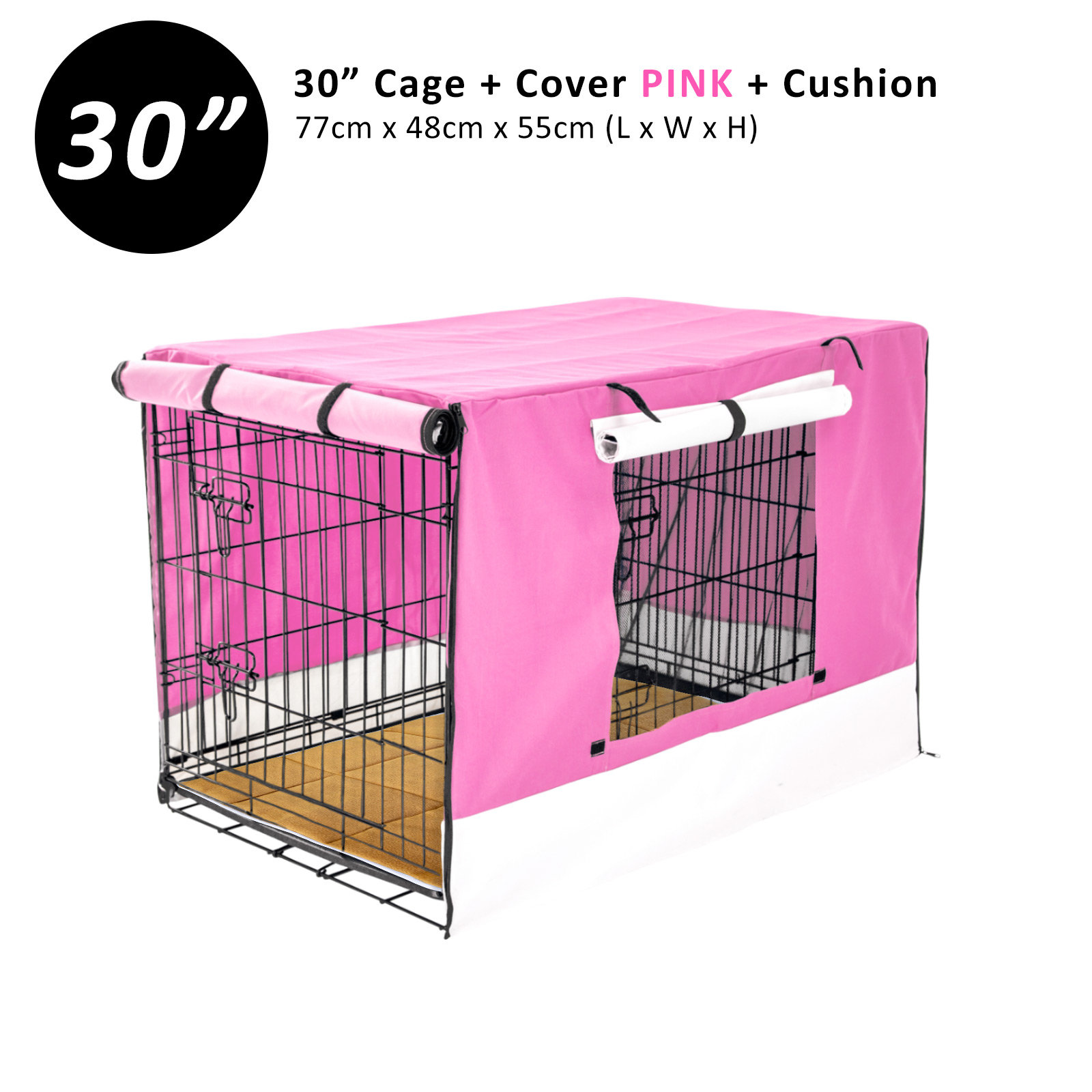 Dog Cat Pet Cage Wire Kennel Crate Foldable Metal Tray Cover 24" 30" 36" 42" 48" - Picture 186 of 262