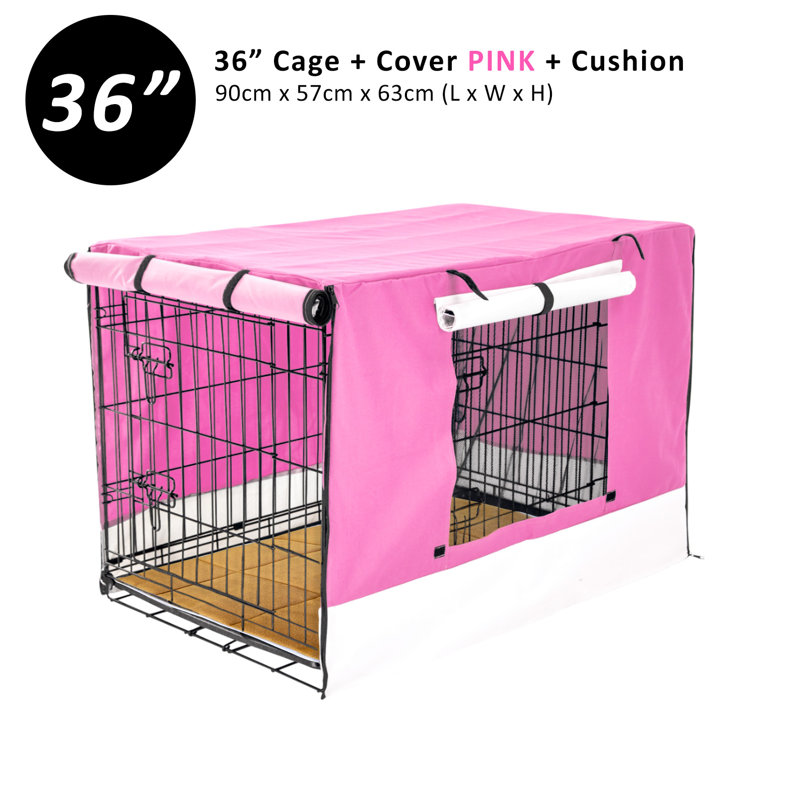 Dog Cat Pet Cage Wire Kennel Crate Foldable Metal Tray Cover 24" 30" 36" 42" 48" - Picture 208 of 262