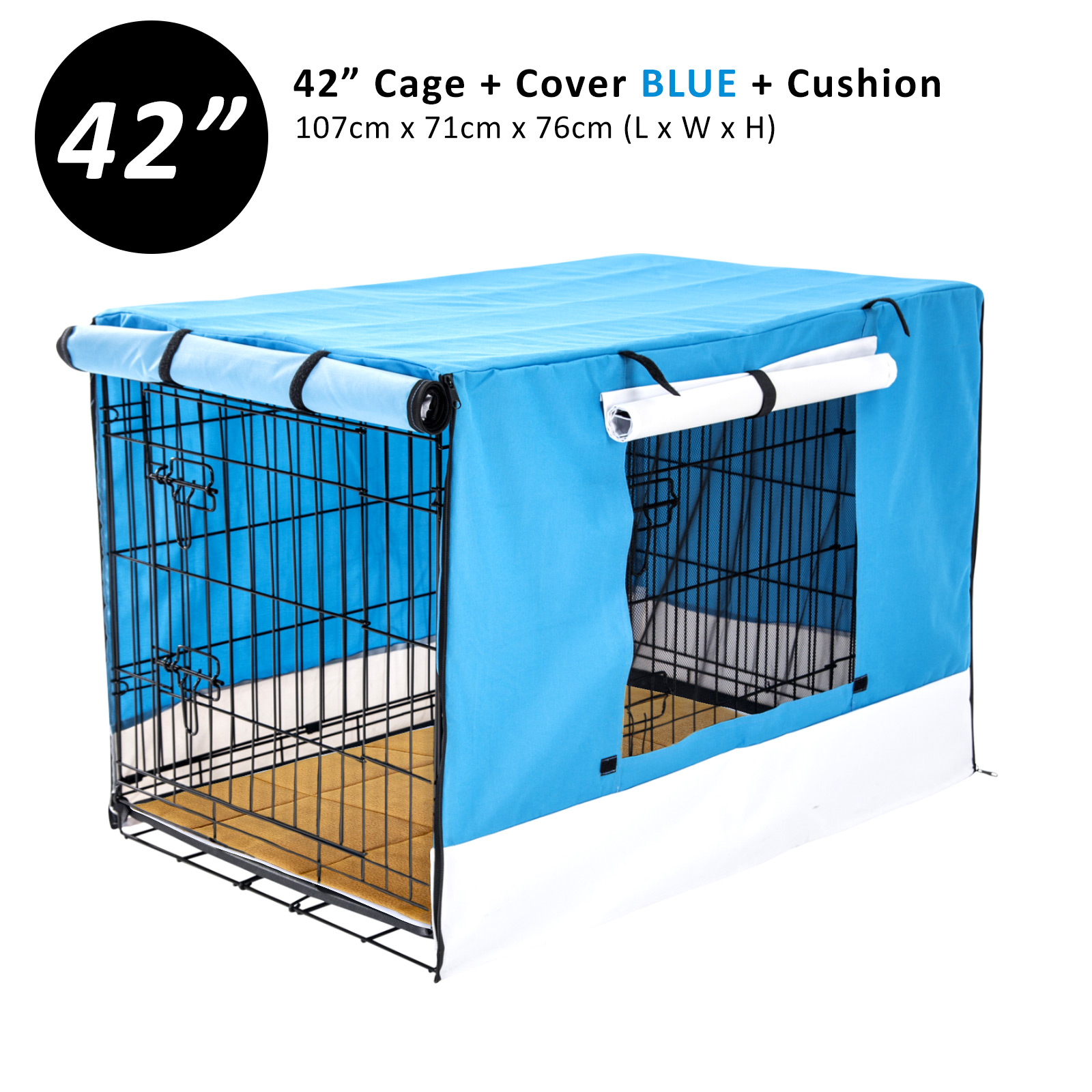 Dog Cat Pet Cage Wire Kennel Crate Foldable Metal Tray Cover 24" 30" 36" 42" 48" - Picture 219 of 262