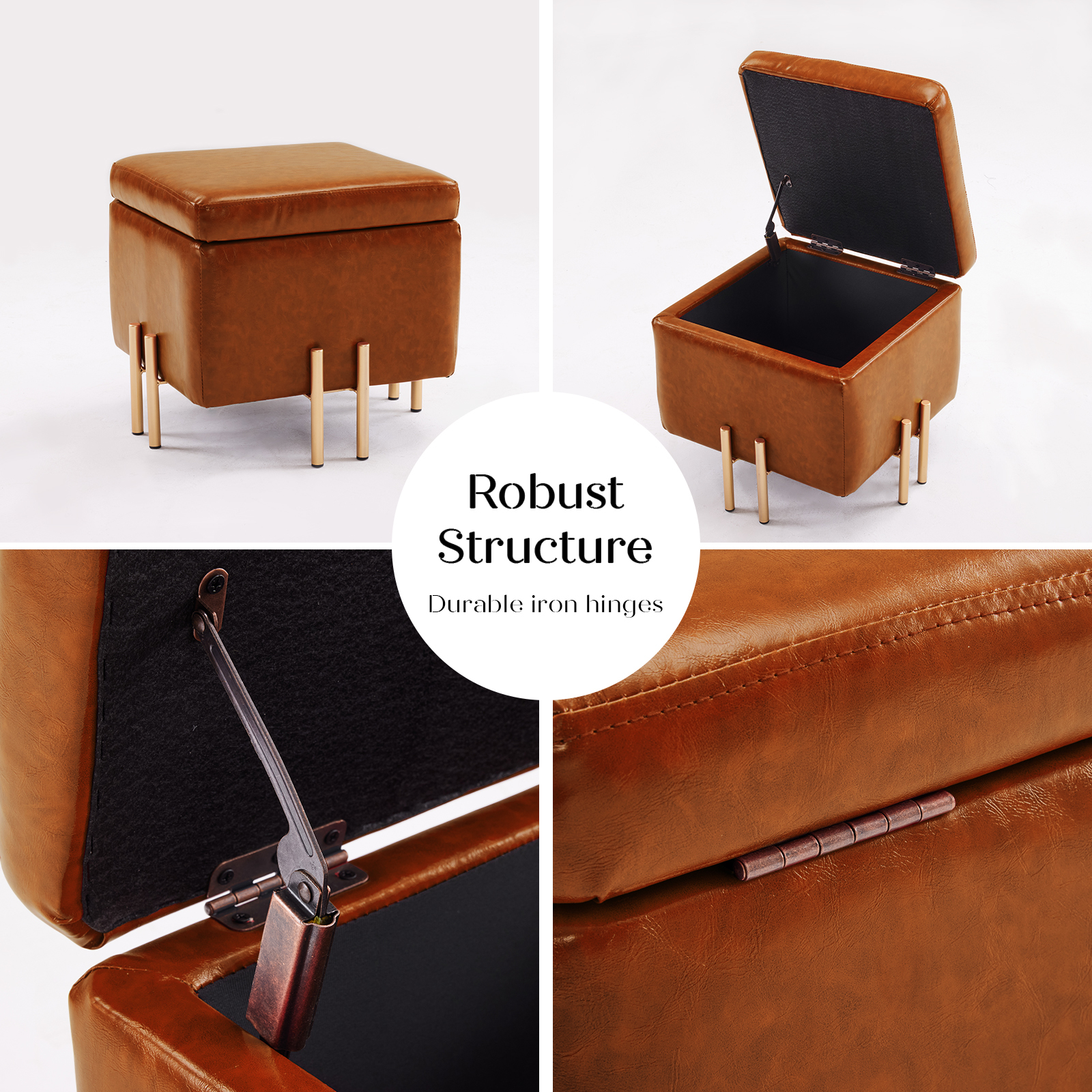 Storage Ottoman Cube Seat Blanket Chest Couch Tuffet Foot Stool PU Leather VAR - Picture 45 of 180