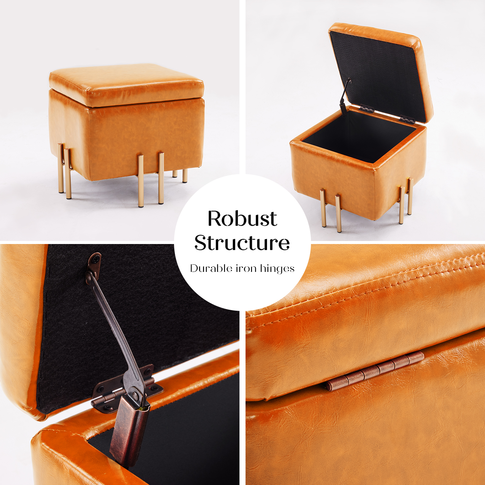 Storage Ottoman Cube Seat Blanket Chest Couch Tuffet Foot Stool PU Leather VAR - Picture 141 of 180