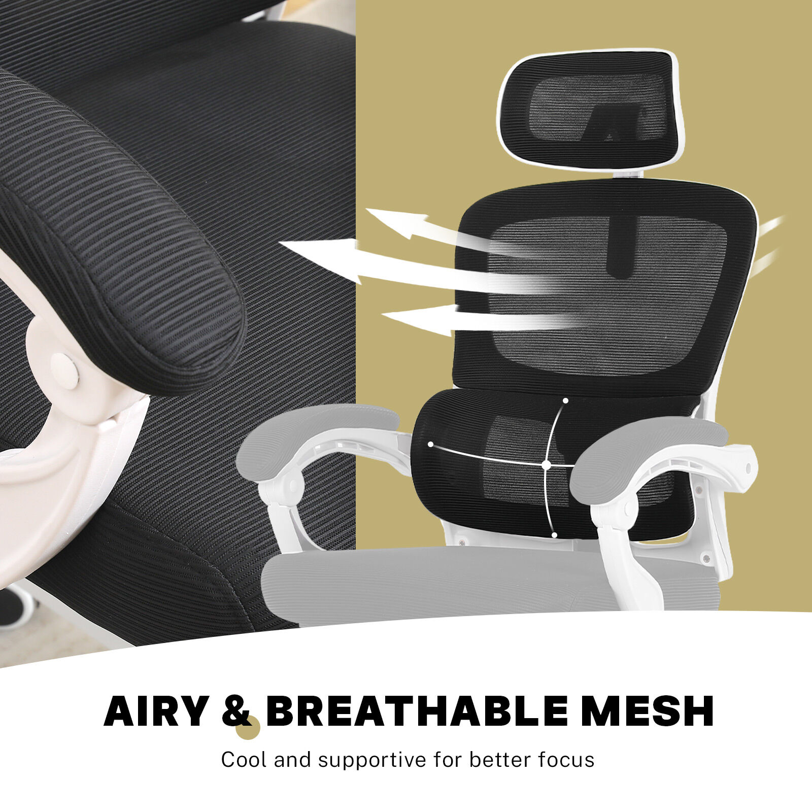 Ergonomic Mesh Office Chair, Lumbar Support, Adjust Headrest PINK/GREY/BLACK/B&W - Picture 72 of 75