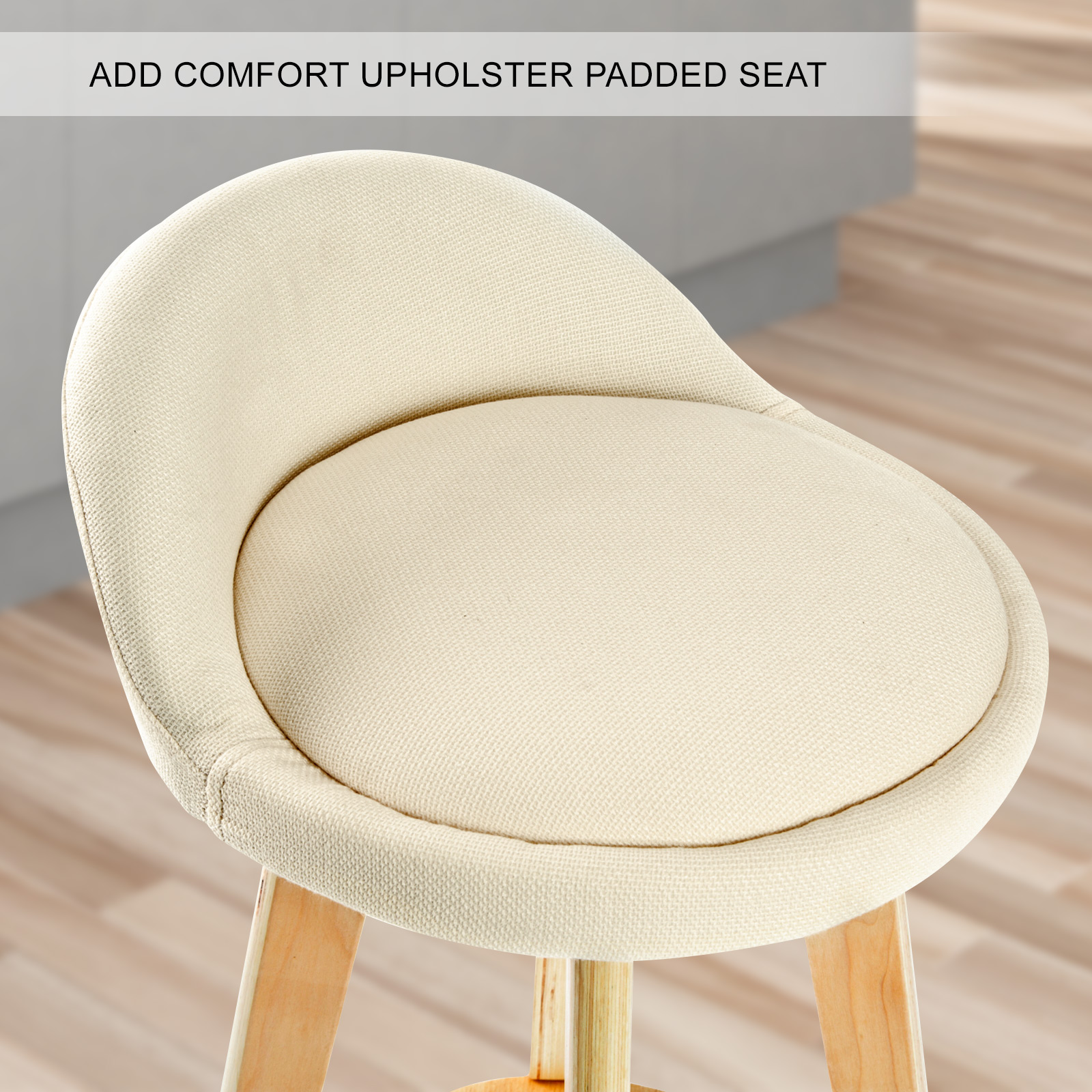 2X Wooden Bar Stool Barstools Dining Chair Kitchen Stools Swivel PU Fabric - Picture 39 of 210