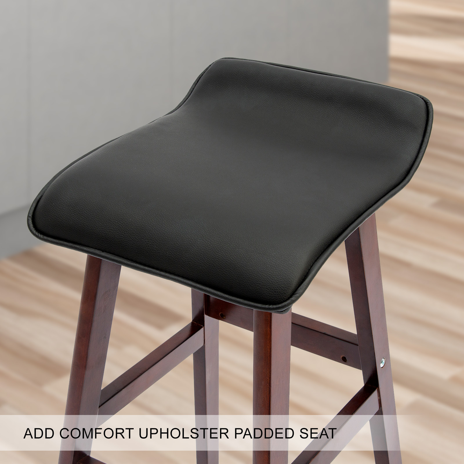 2X Wooden Bar Stool Barstools Dining Chair Kitchen Stools Swivel PU Fabric - Picture 135 of 210