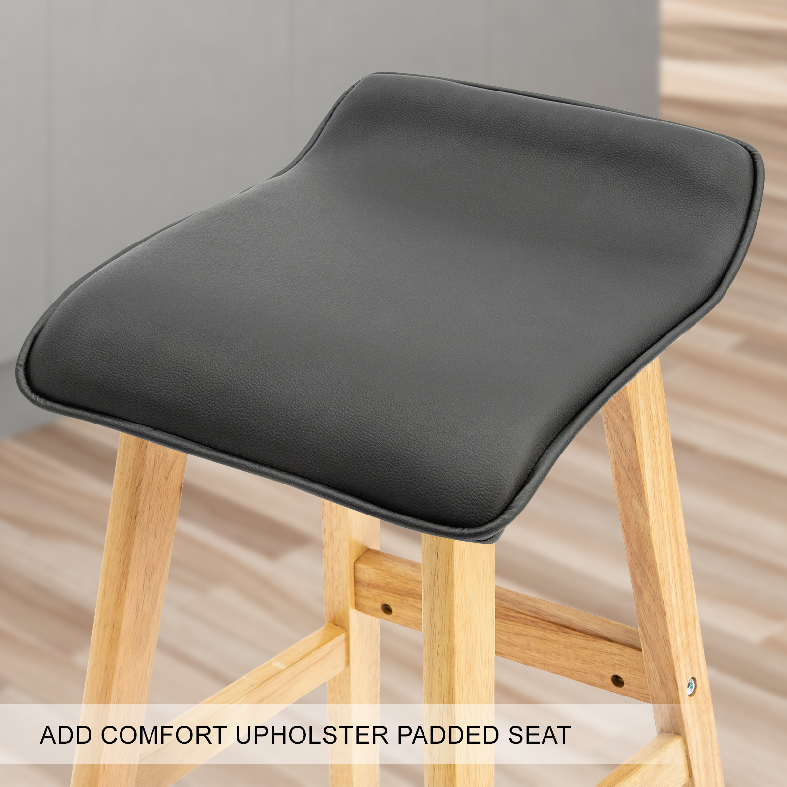 2X Wooden Bar Stool Barstools Dining Chair Kitchen Stools Swivel PU Fabric - Picture 147 of 210