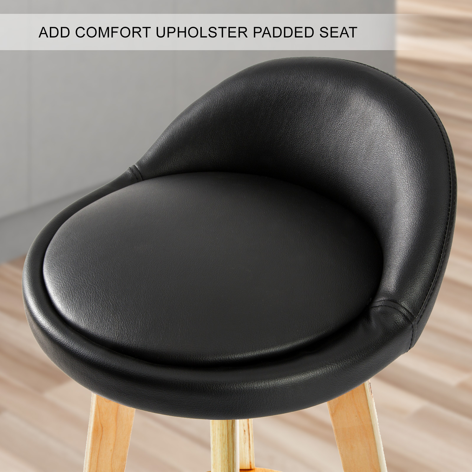 2X Wooden Bar Stool Barstools Dining Chair Kitchen Stools Swivel PU Fabric - Picture 183 of 210