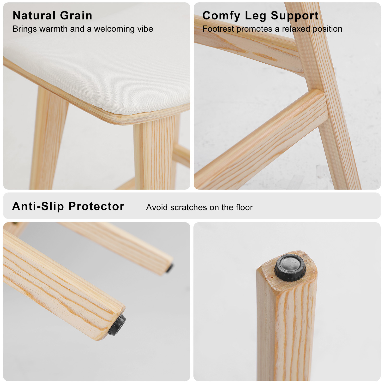 2X 4X Natural Wood Bar Stools 65cm - Kitchen Counter Barstool Scandinavian Chair - Picture 45 of 101