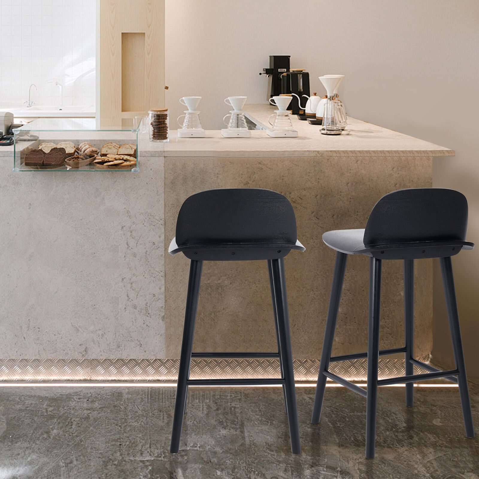 2X 4X Natural Wood Bar Stools 65cm - Kitchen Counter Barstool Scandinavian Chair - Picture 68 of 101
