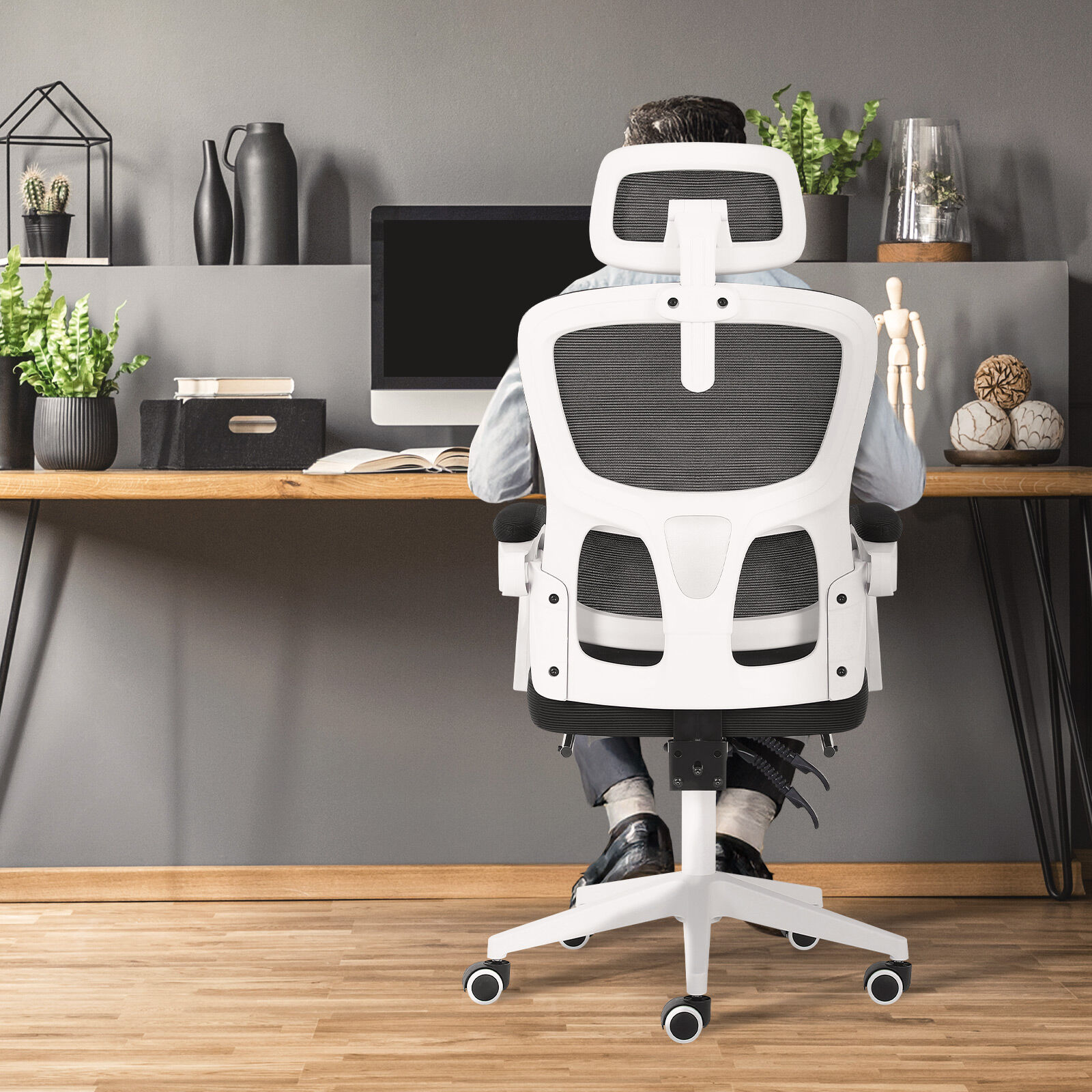Ergonomic Mesh Office Chair, Lumbar Support, Adjust Headrest PINK/GREY/BLACK/B&W - Picture 73 of 75