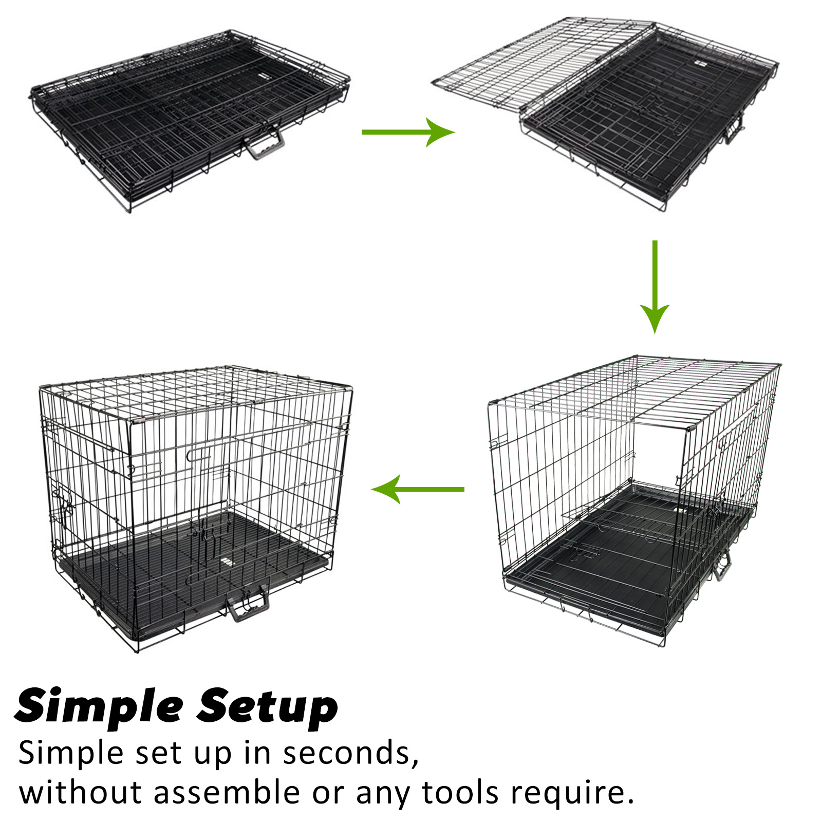 Dog Cat Pet Cage Wire Kennel Crate Foldable Metal Tray Cover 24" 30" 36" 42" 48" - Picture 260 of 262