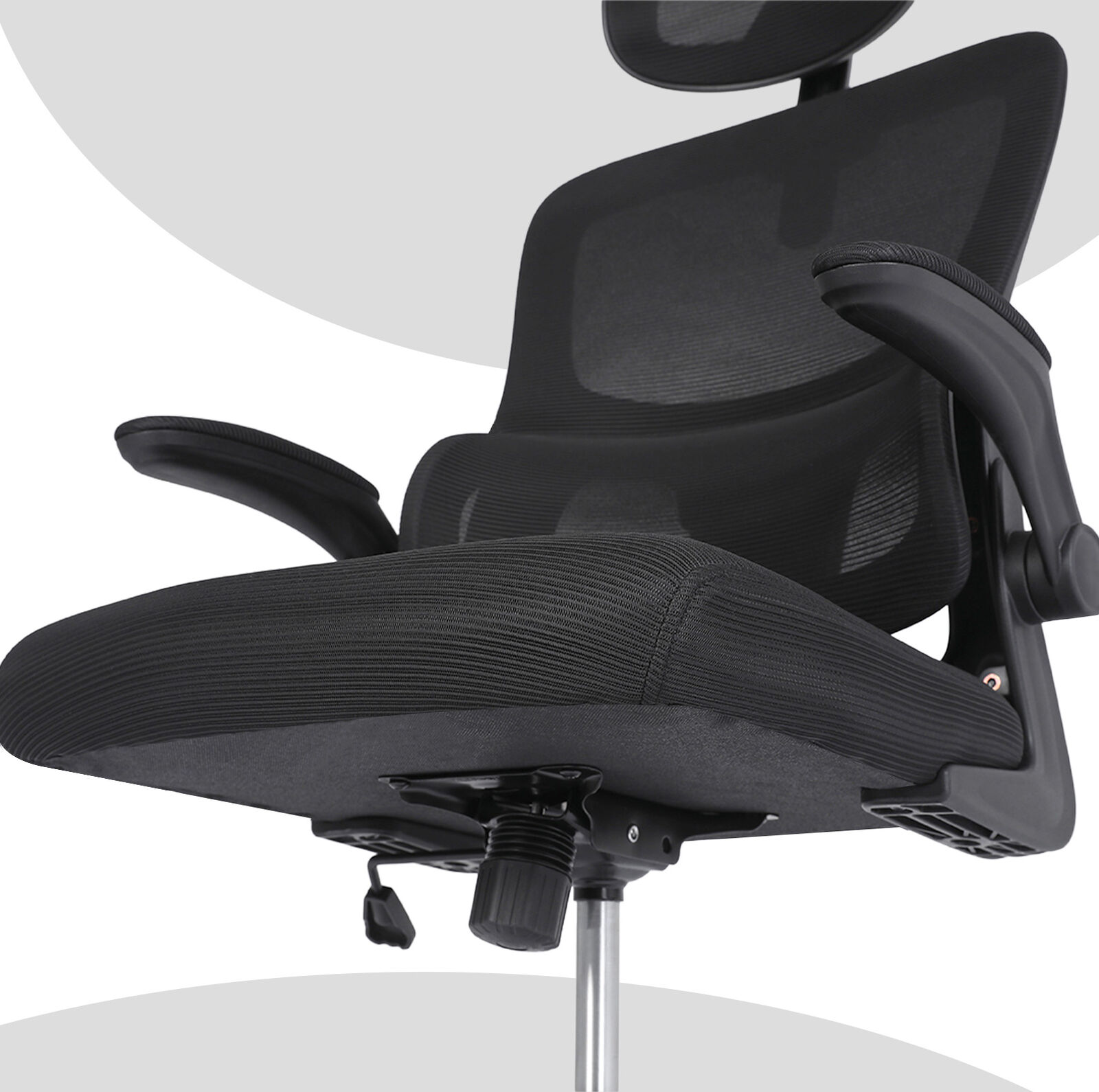 Ergonomic Mesh Office Chair, Lumbar Support, Adjust Headrest PINK/GREY/BLACK/B&W - Picture 22 of 75
