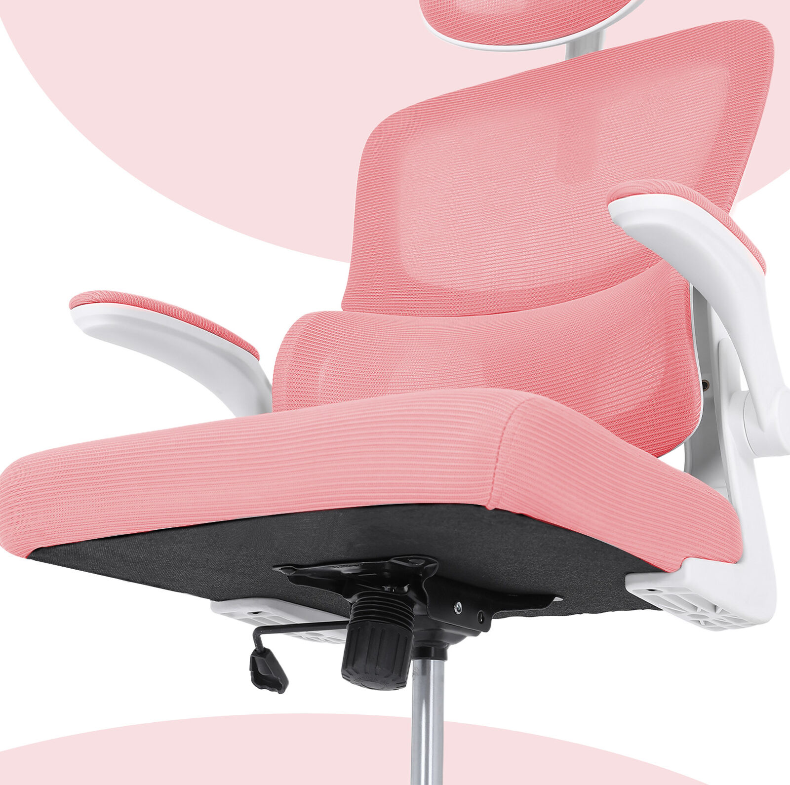 Ergonomic Mesh Office Chair, Lumbar Support, Adjust Headrest PINK/GREY/BLACK/B&W - Picture 44 of 75