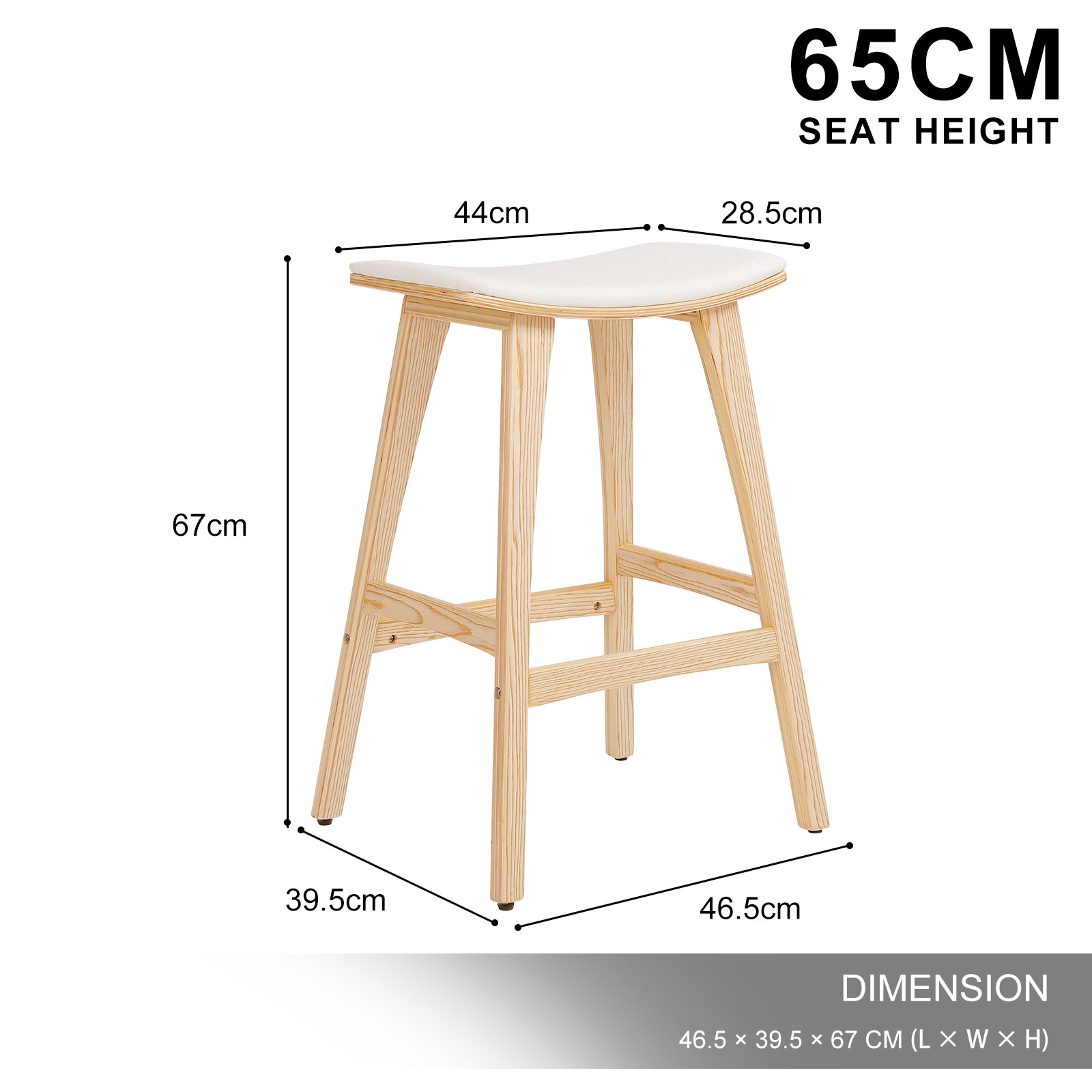 2X 4X Natural Wood Bar Stools 65cm - Kitchen Counter Barstool Scandinavian Chair - Picture 59 of 101