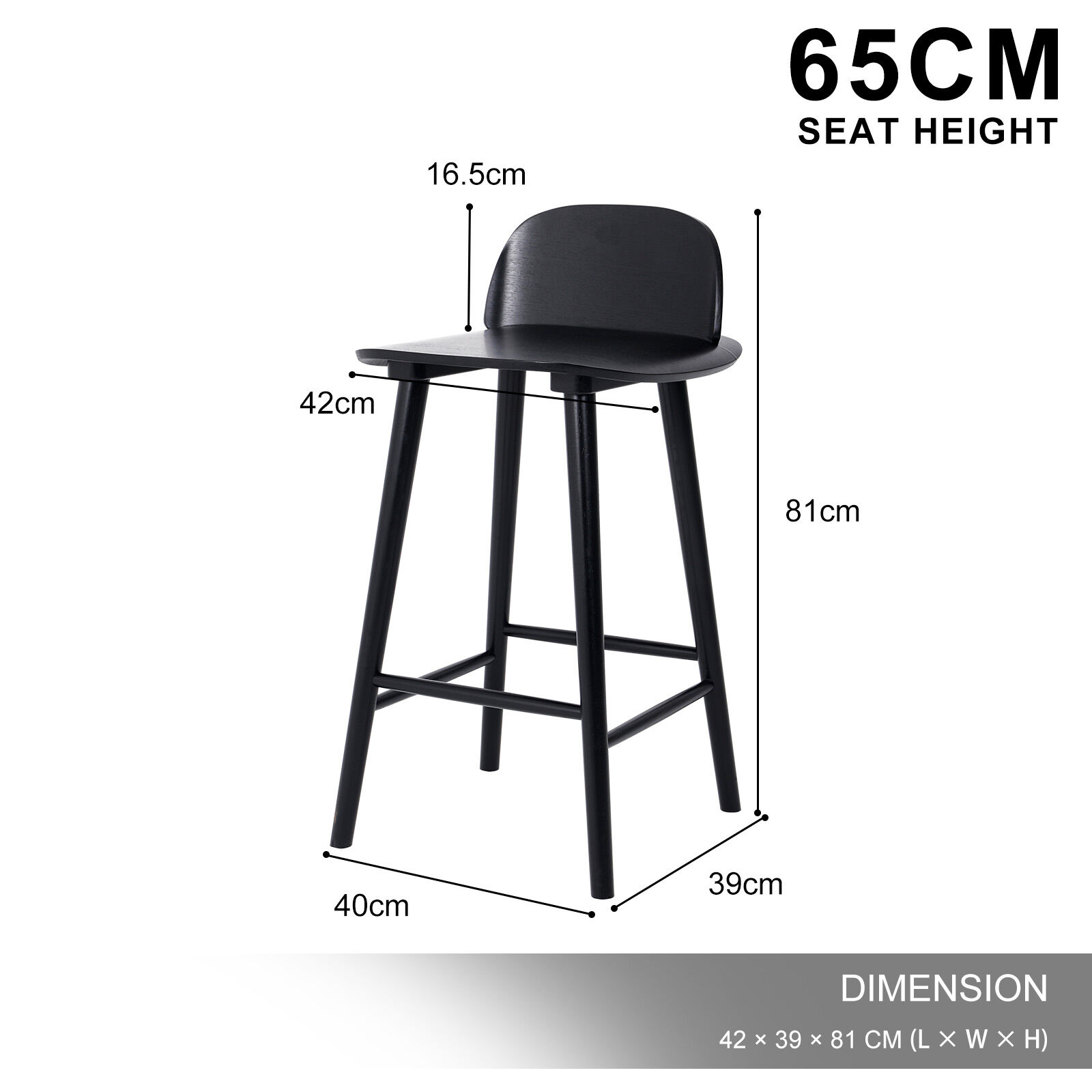 2X 4X Natural Wood Bar Stools 65cm - Kitchen Counter Barstool Scandinavian Chair - Picture 69 of 101