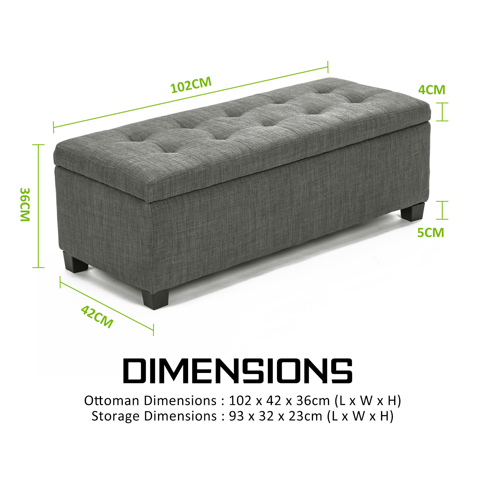 Storage Ottoman Blanket Box Linen Fabric Foot Stool Couch Bed LARGE - Picture 22 of 118