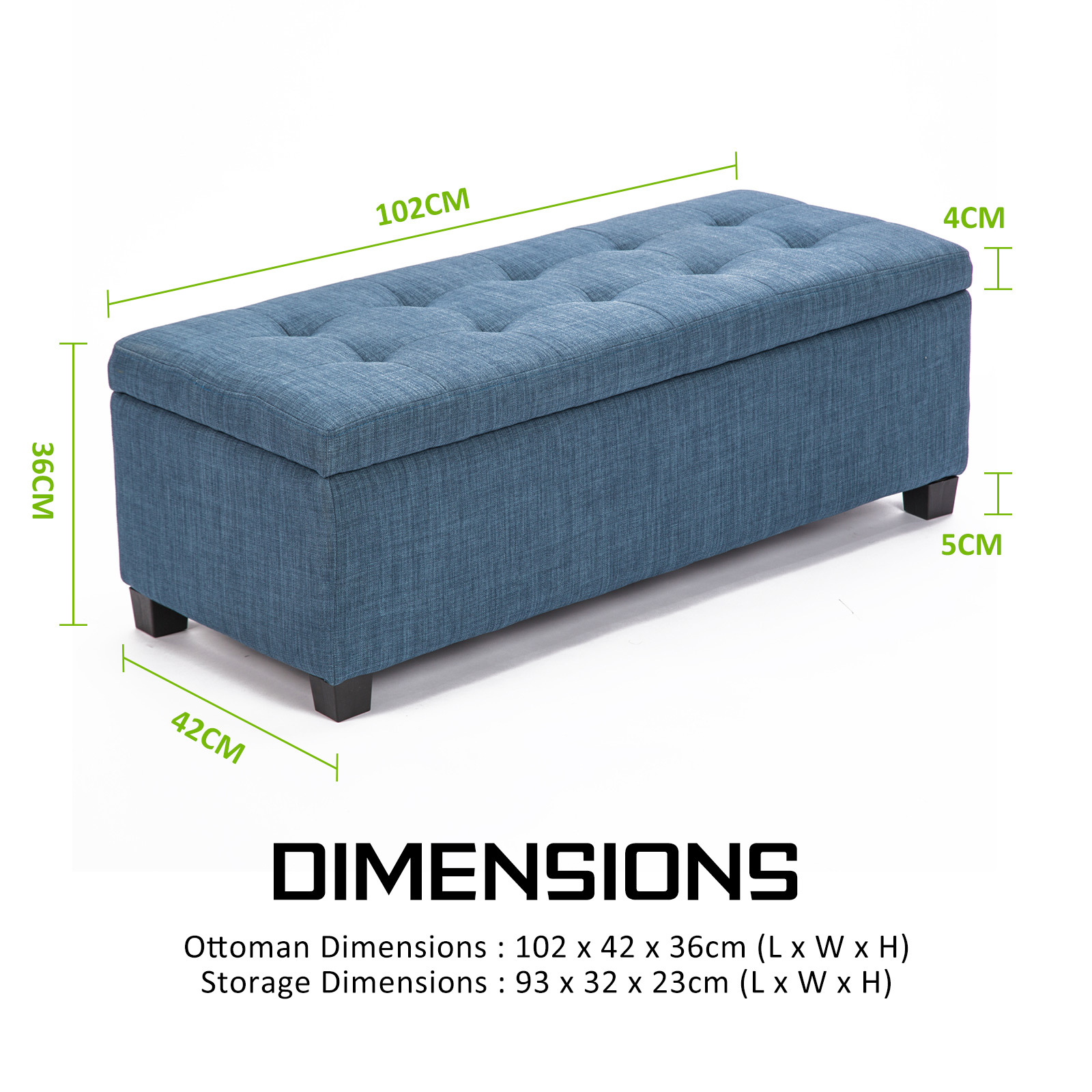 Storage Ottoman Blanket Box Linen Fabric Foot Stool Couch Bed LARGE - Picture 34 of 118
