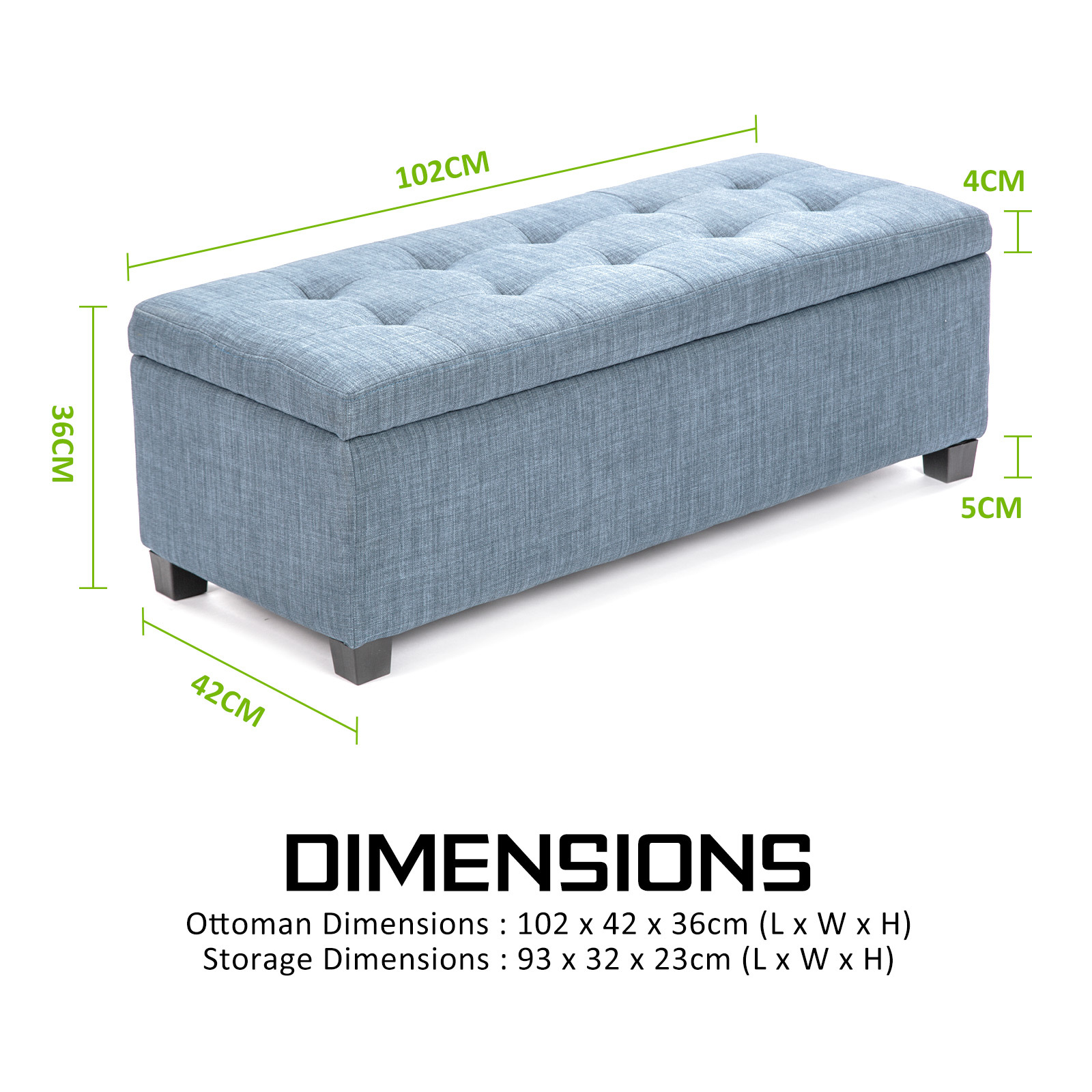 Storage Ottoman Blanket Box Linen Fabric Foot Stool Couch Bed LARGE - Picture 58 of 118