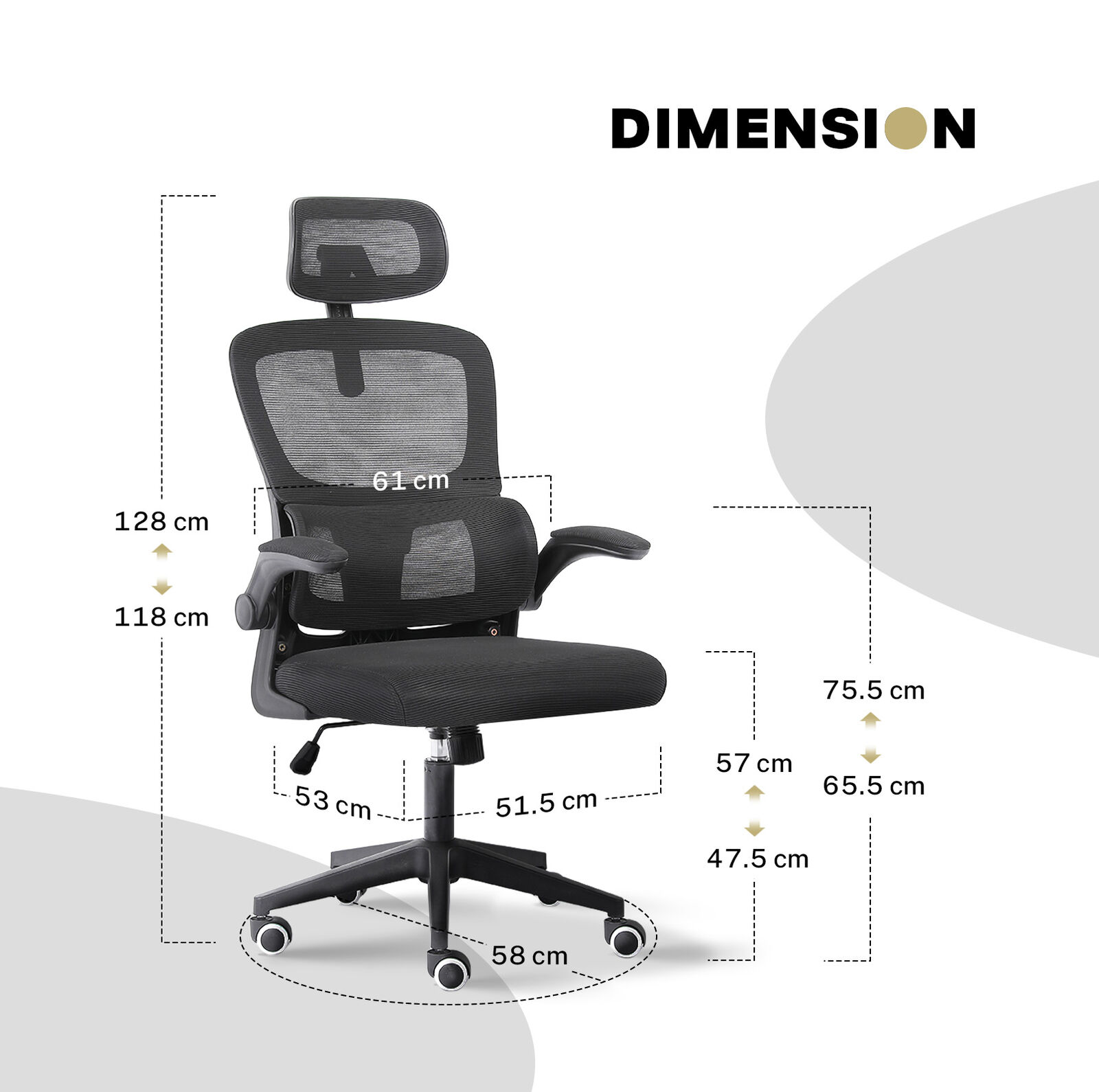 Ergonomic Mesh Office Chair, Lumbar Support, Adjust Headrest PINK/GREY/BLACK/B&W - Picture 23 of 75