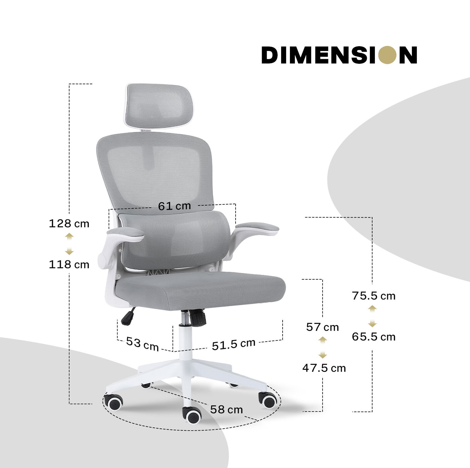 Ergonomic Mesh Office Chair, Lumbar Support, Adjust Headrest PINK/GREY/BLACK/B&W - Picture 34 of 75