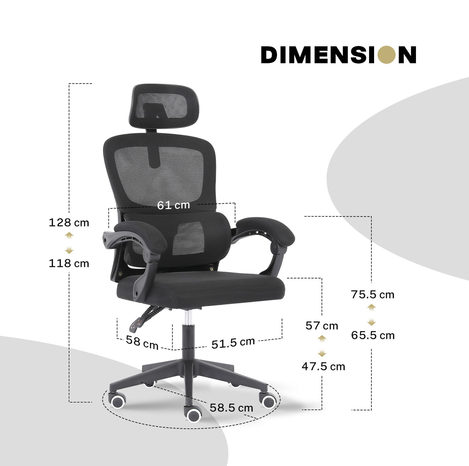 Ergonomic Mesh Office Chair, Lumbar Support, Adjust Headrest PINK/GREY/BLACK/B&W - Picture 56 of 75
