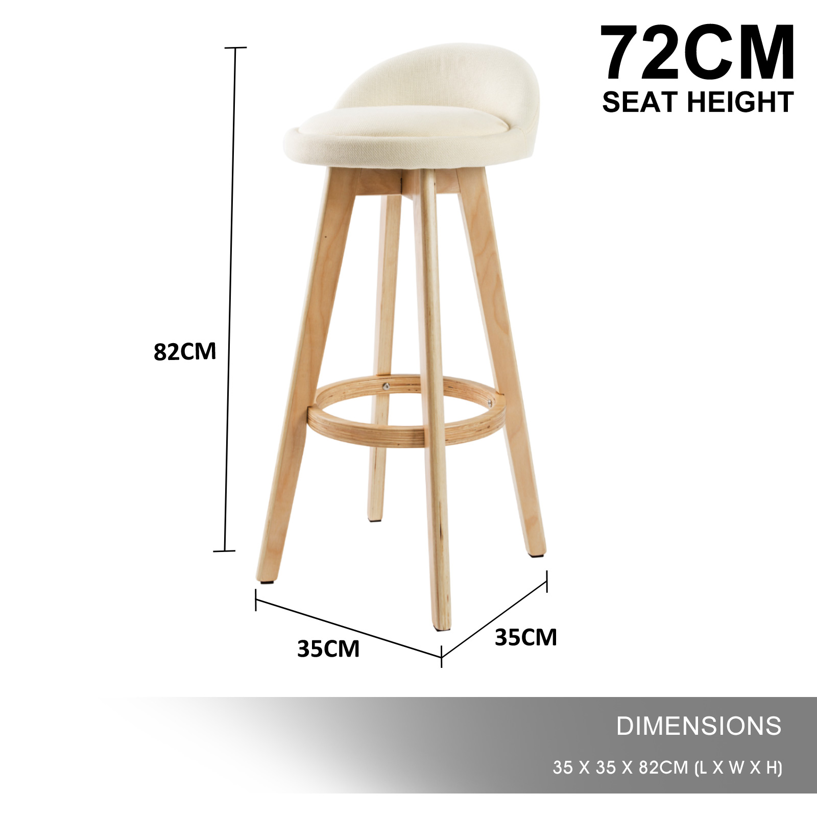 2X Wooden Bar Stool Barstools Dining Chair Kitchen Stools Swivel PU Fabric - Picture 42 of 210